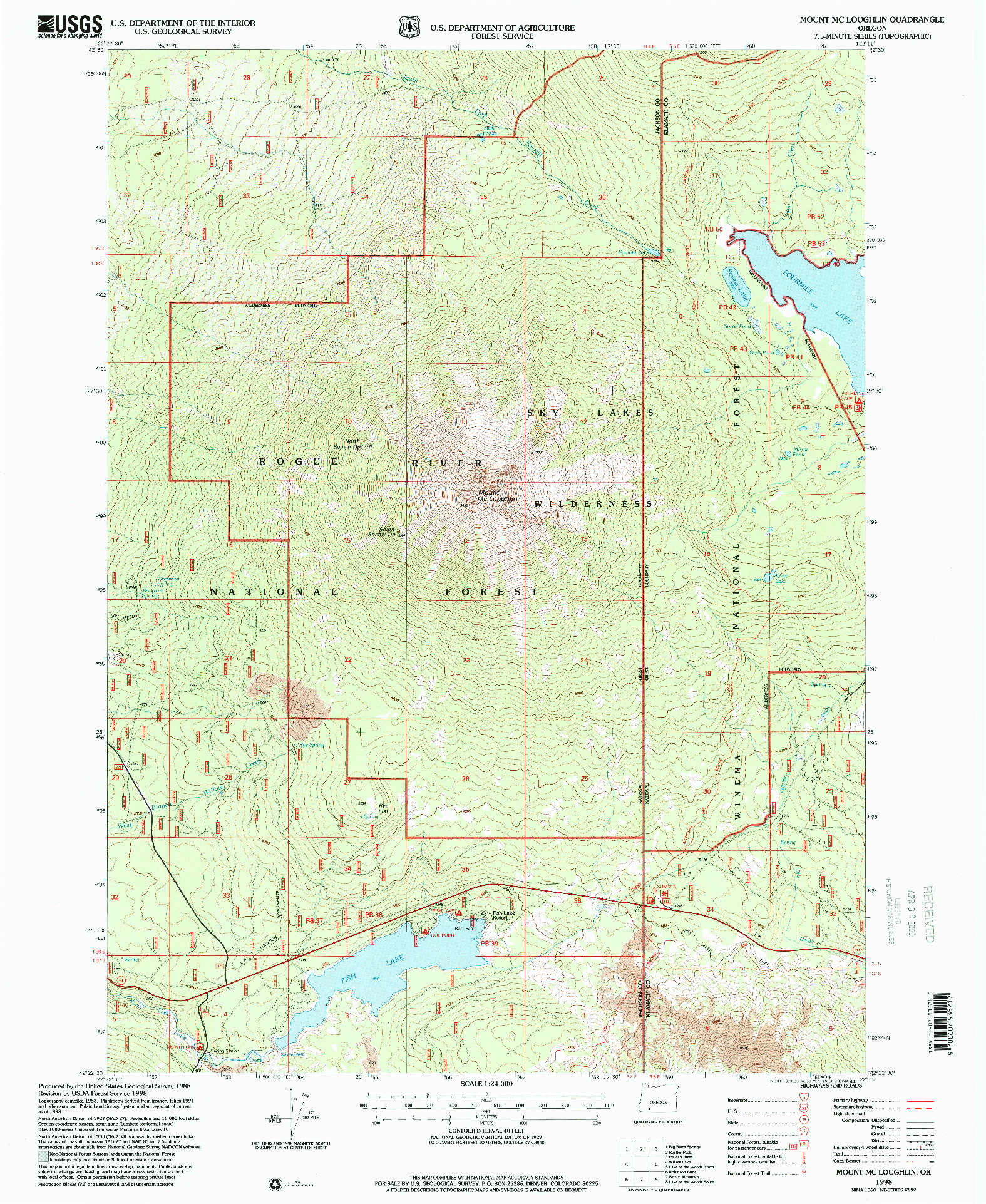 USGS 1:24000-SCALE QUADRANGLE FOR MOUNT MC LOUGHLIN, OR 1998