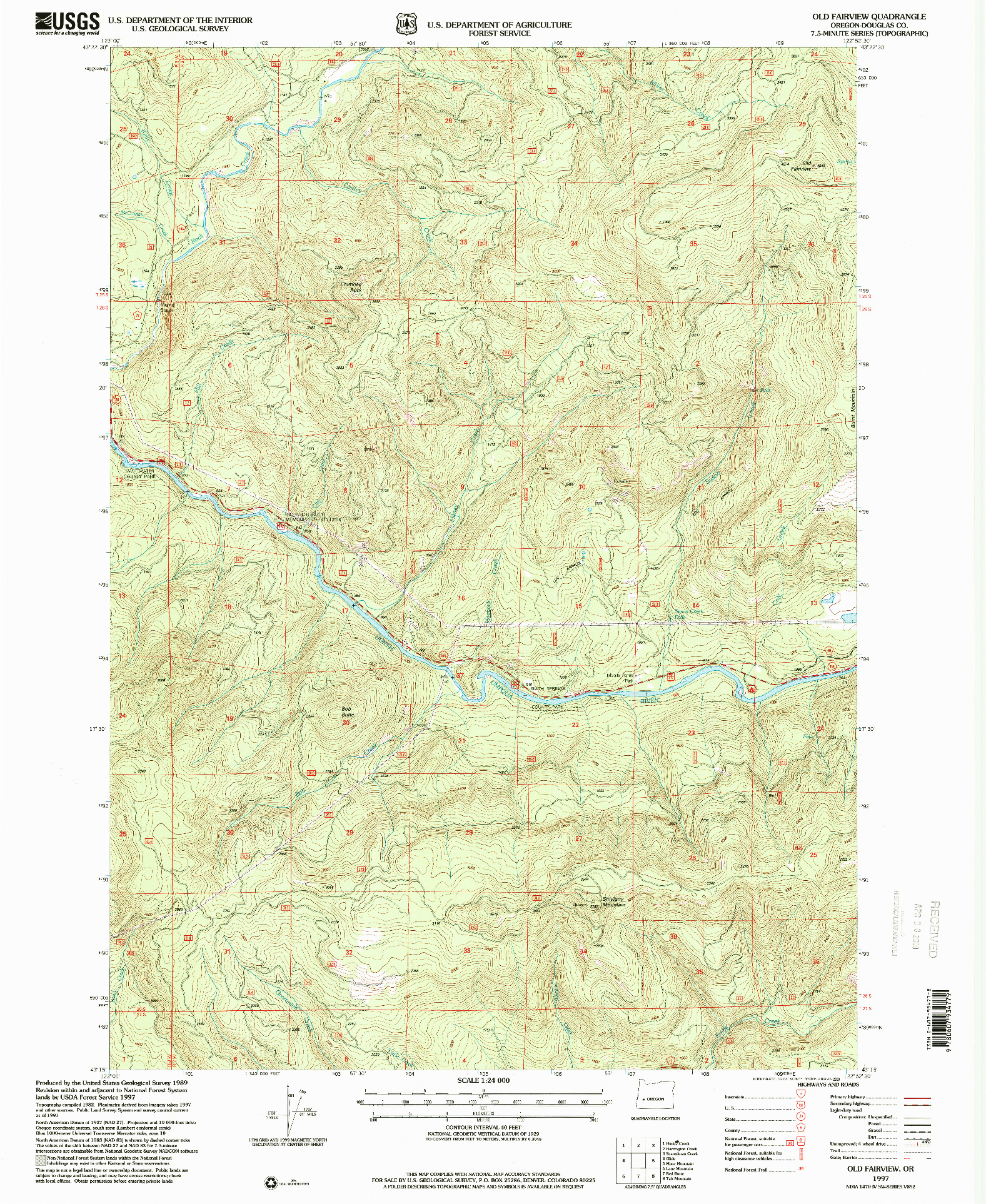 USGS 1:24000-SCALE QUADRANGLE FOR OLD FAIRVIEW, OR 1997
