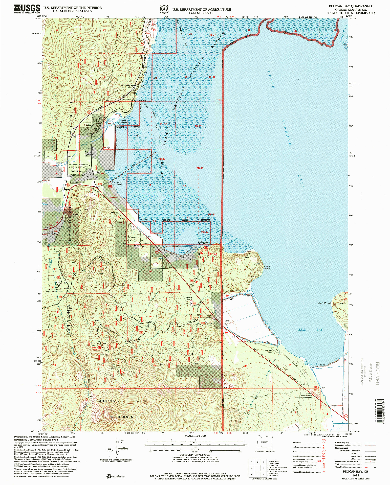 USGS 1:24000-SCALE QUADRANGLE FOR PELICAN BAY, OR 1998