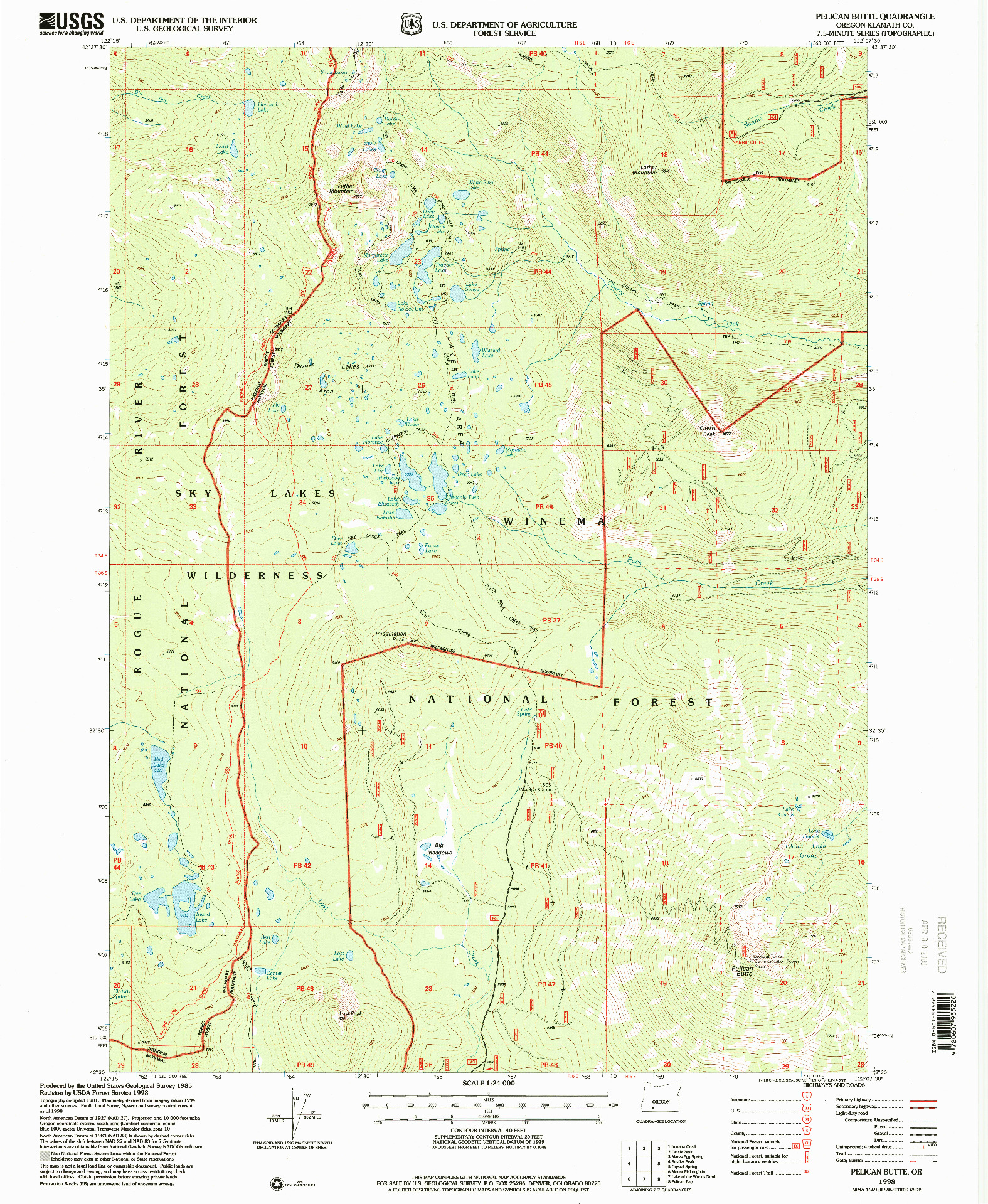 USGS 1:24000-SCALE QUADRANGLE FOR PELICAN BUTTE, OR 1998