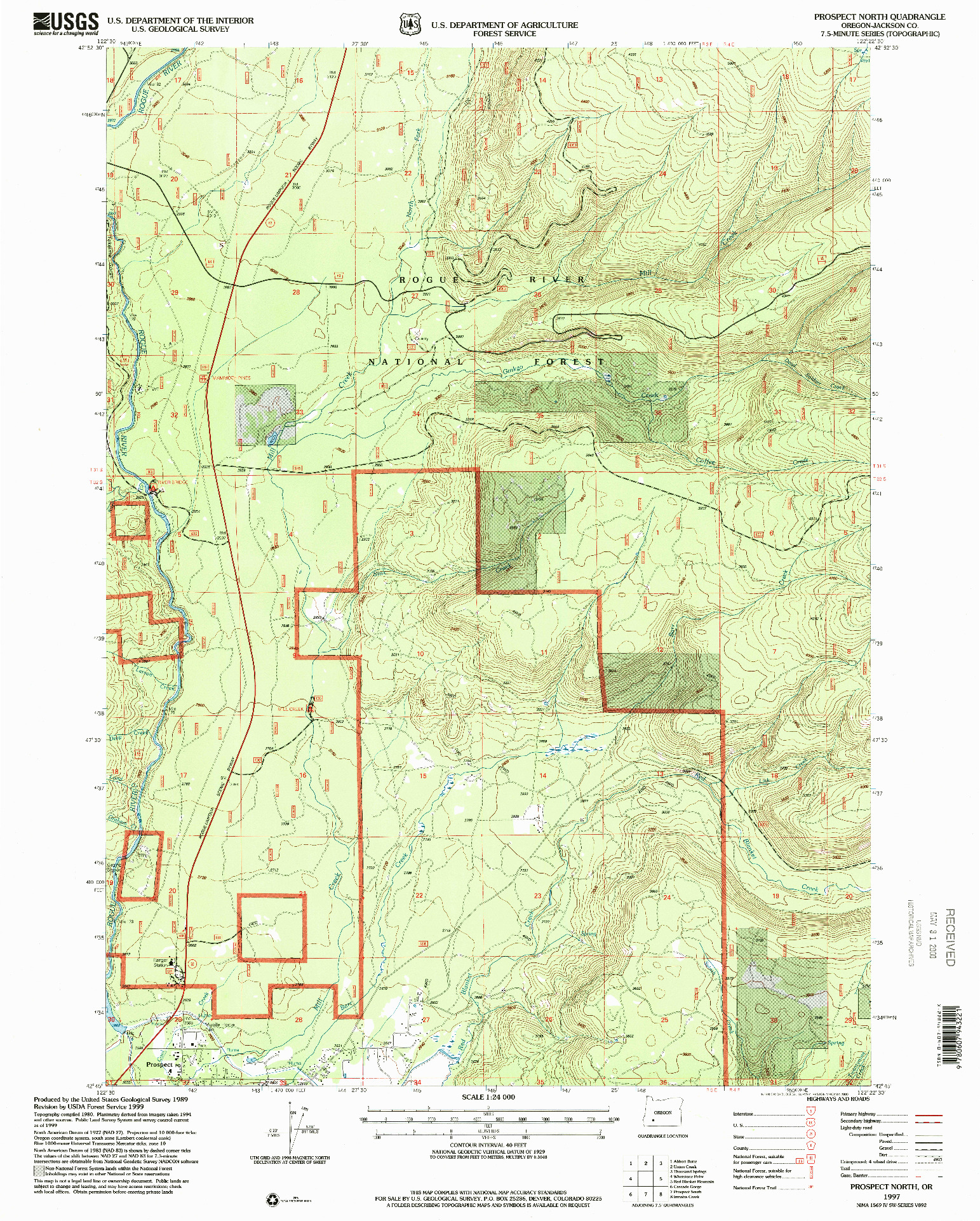 USGS 1:24000-SCALE QUADRANGLE FOR PROSPECT NORTH, OR 1997