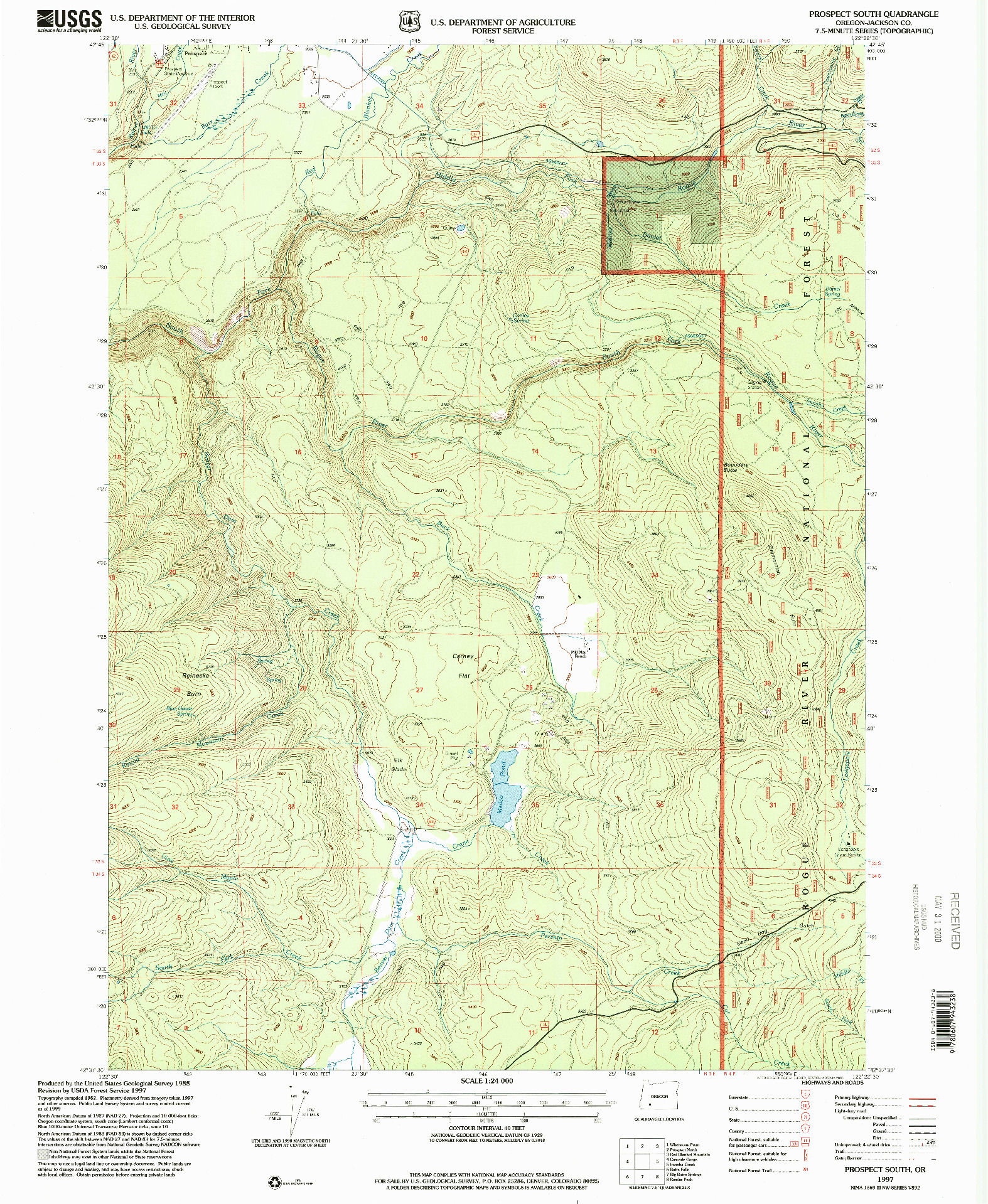 USGS 1:24000-SCALE QUADRANGLE FOR PROSPECT SOUTH, OR 1997