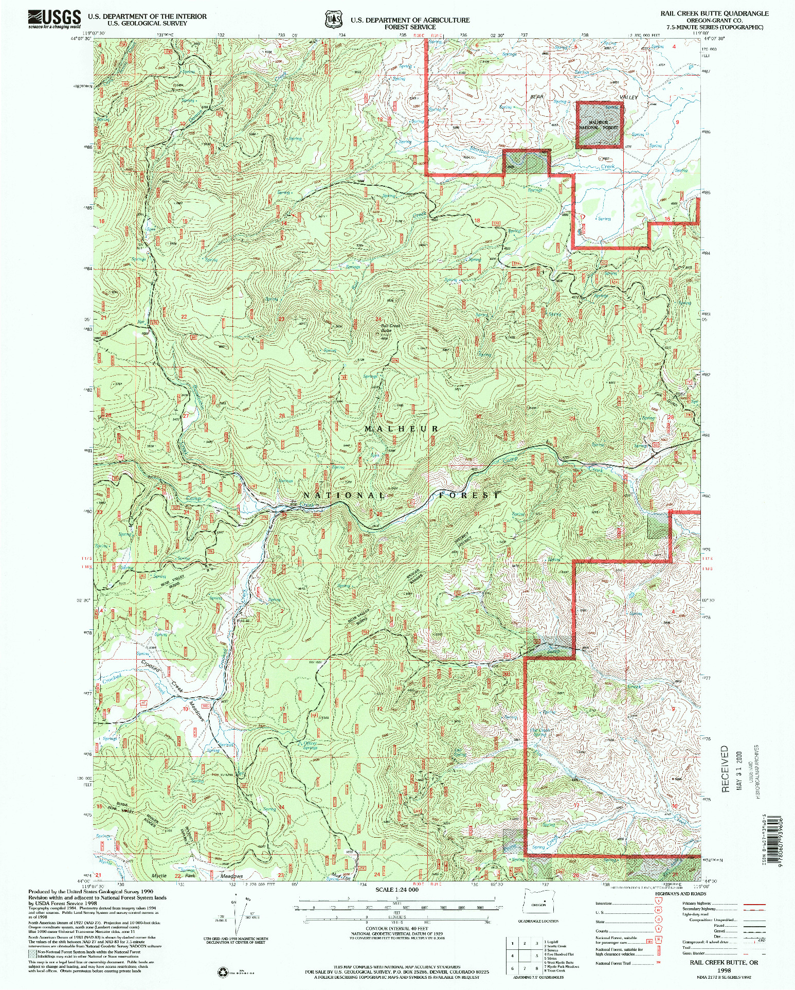 USGS 1:24000-SCALE QUADRANGLE FOR RAIL CREEK BUTTE, OR 1998