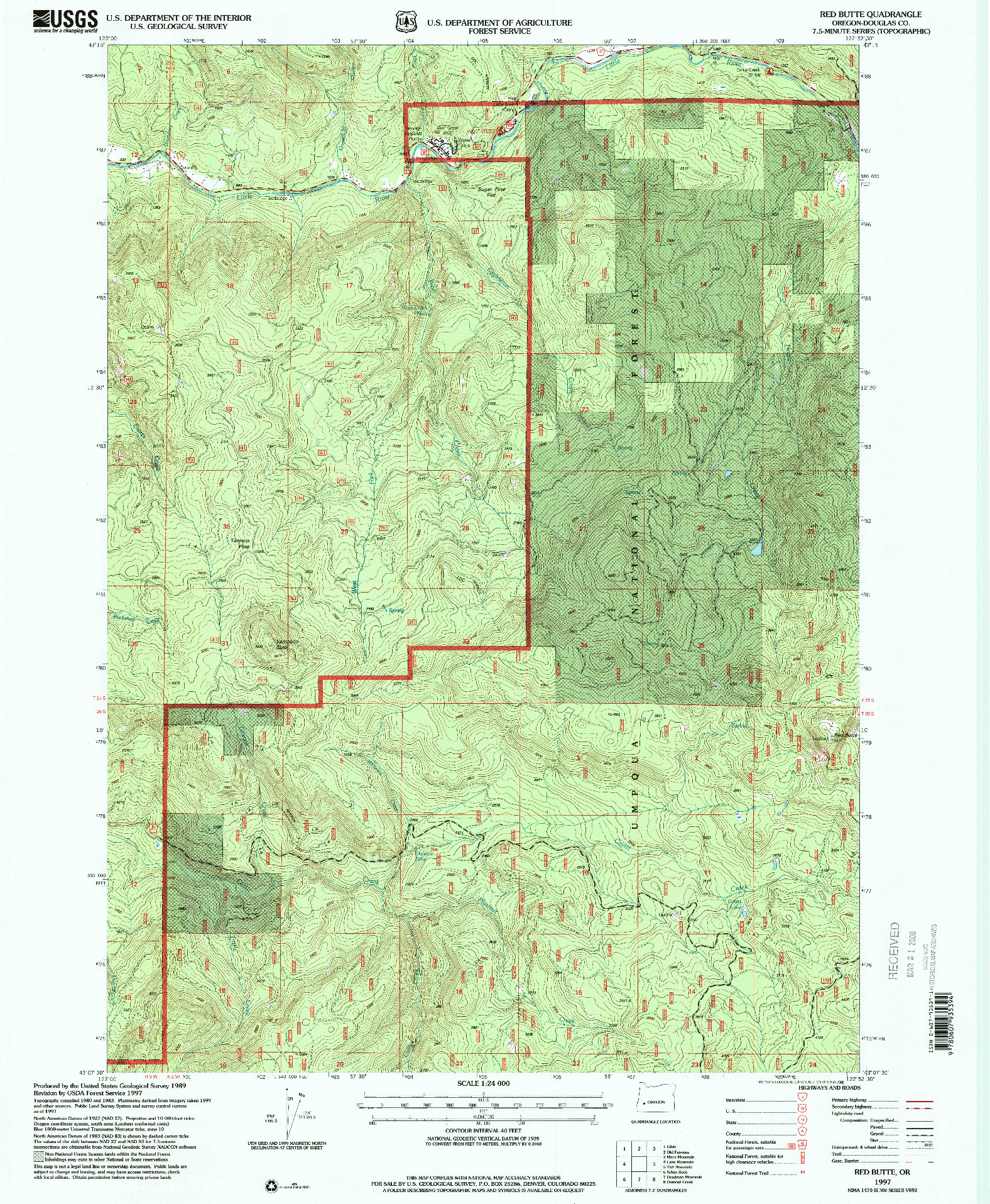 USGS 1:24000-SCALE QUADRANGLE FOR RED BUTTE, OR 1997