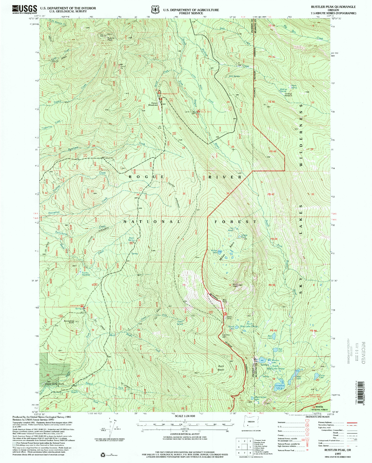 USGS 1:24000-SCALE QUADRANGLE FOR RUSTLER PEAK, OR 1997
