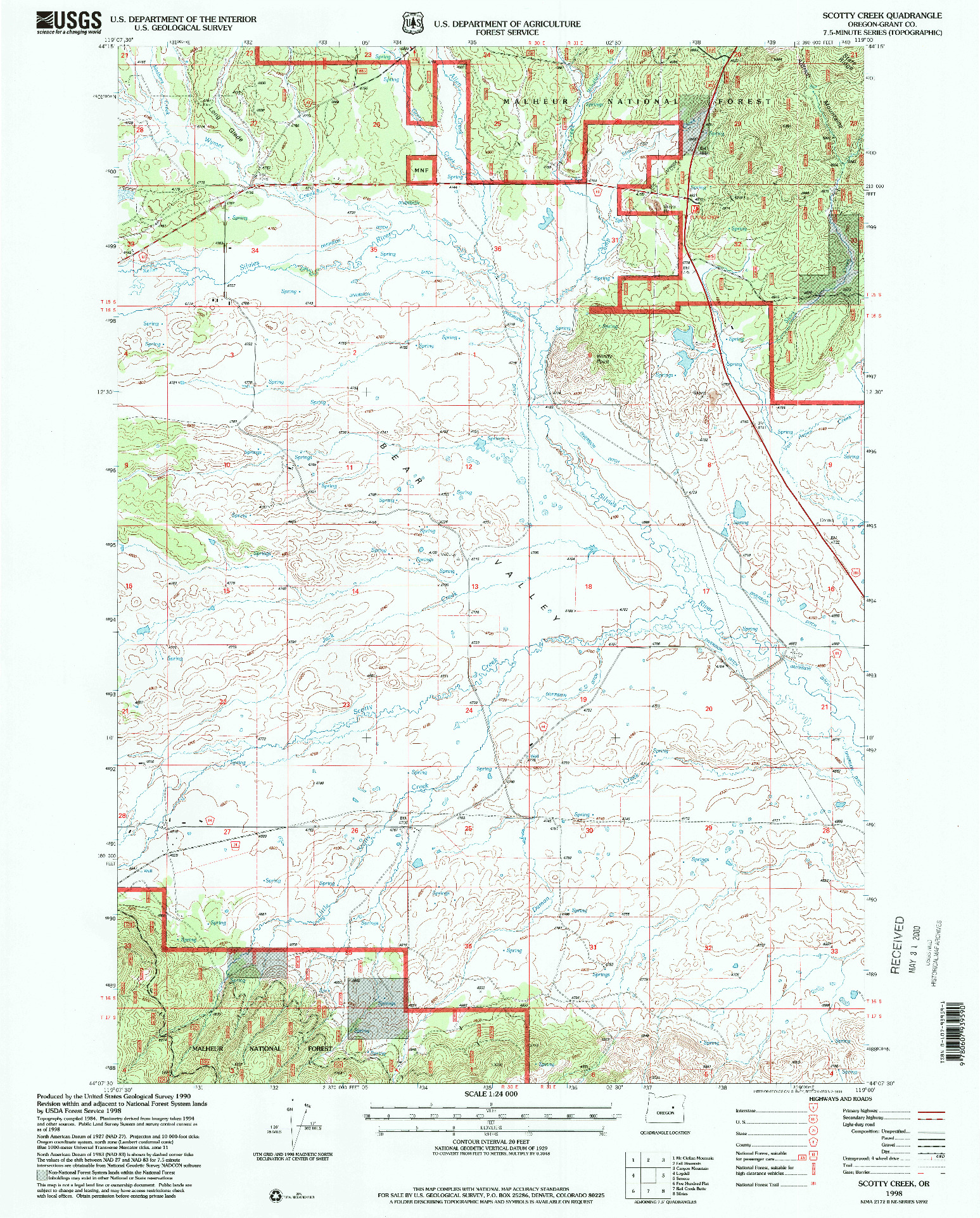 USGS 1:24000-SCALE QUADRANGLE FOR SCOTTY CREEK, OR 1998