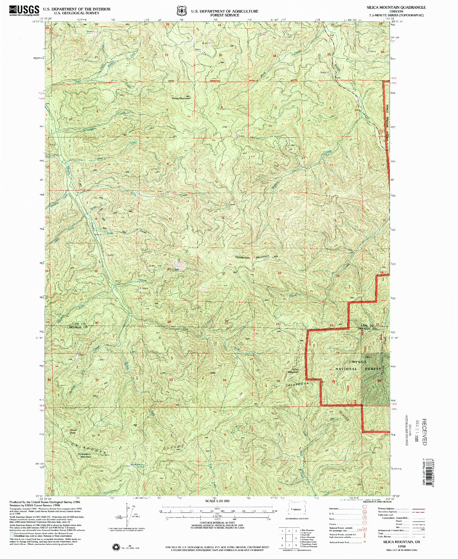 USGS 1:24000-SCALE QUADRANGLE FOR SILICA MOUNTAIN, OR 1998