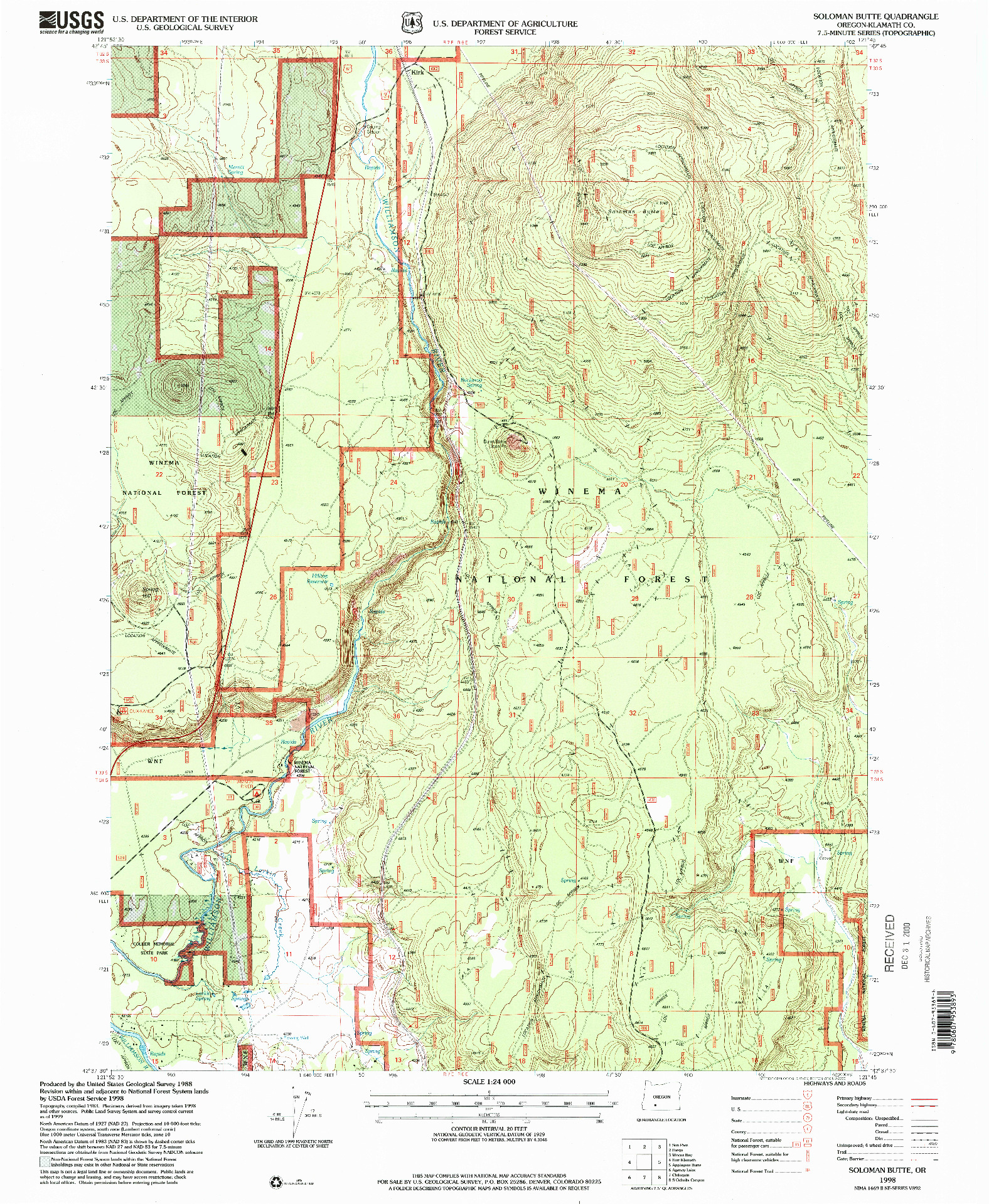 USGS 1:24000-SCALE QUADRANGLE FOR SOLOMAN BUTTE, OR 1998