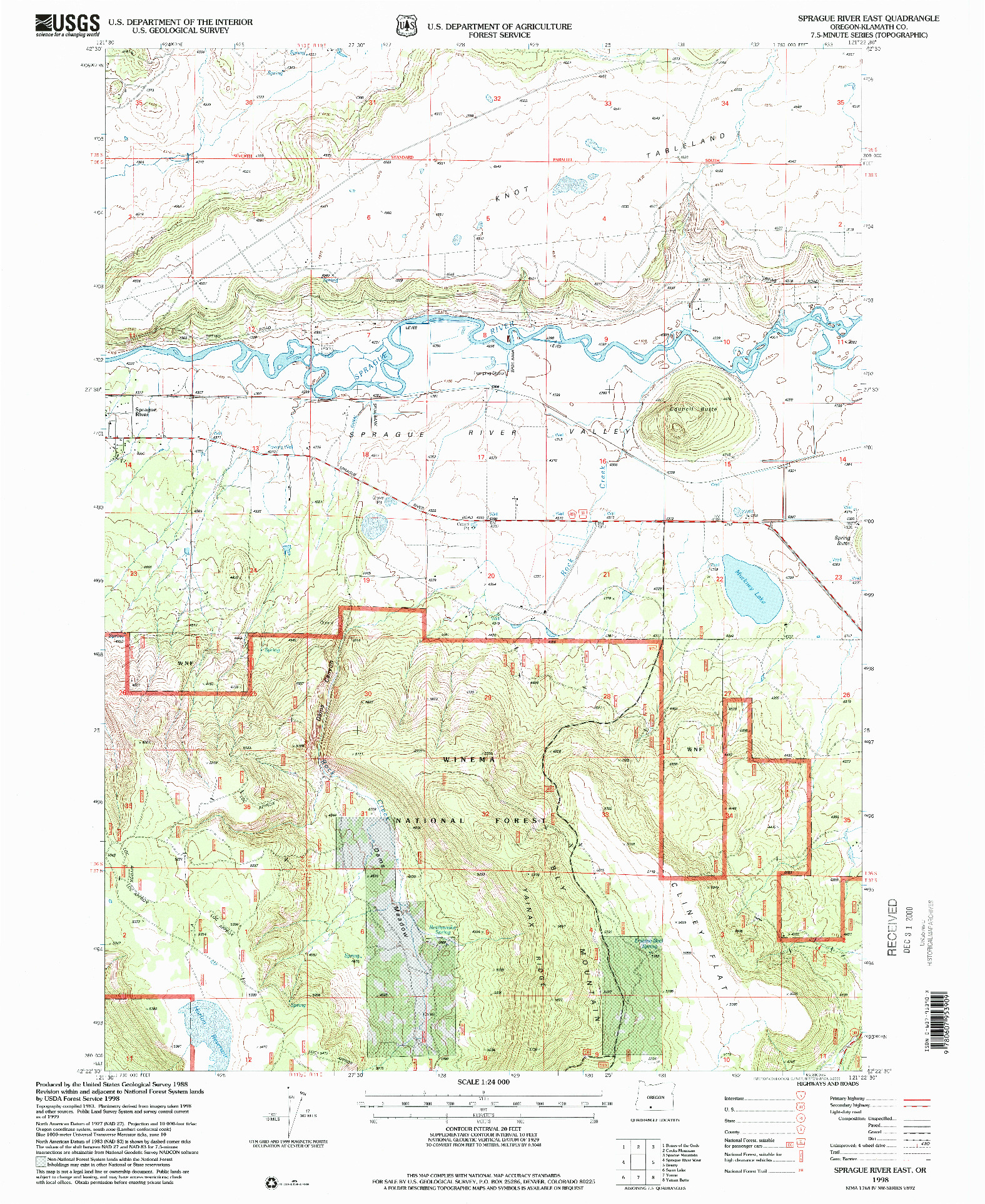 USGS 1:24000-SCALE QUADRANGLE FOR SPRAGUE RIVER EAST, OR 1998