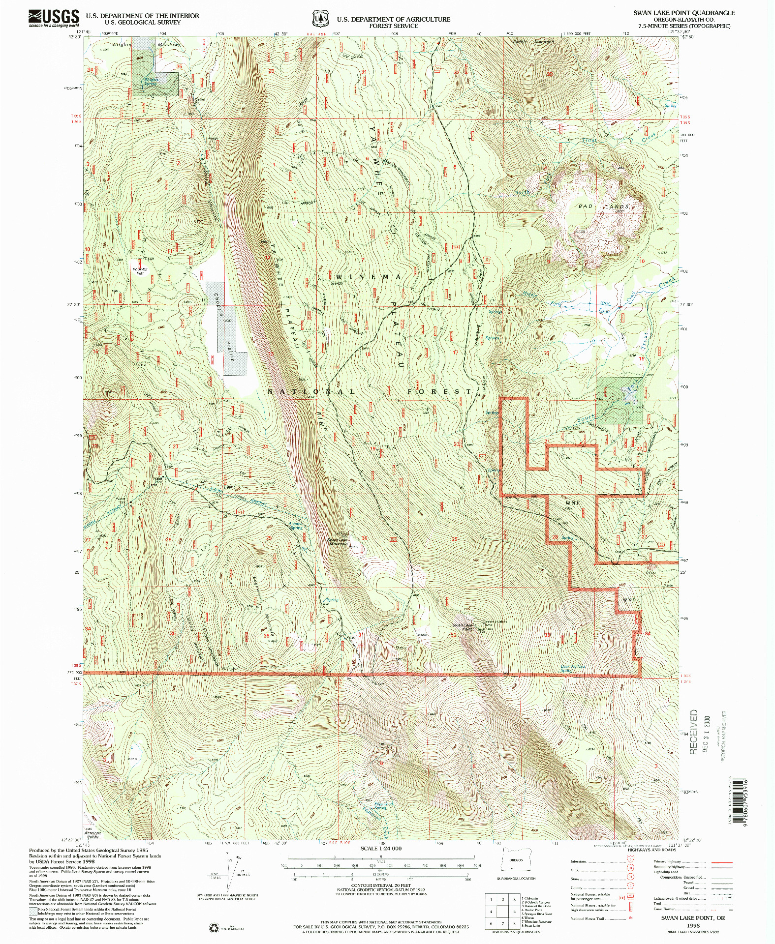 USGS 1:24000-SCALE QUADRANGLE FOR SWAN LAKE POINT, OR 1998