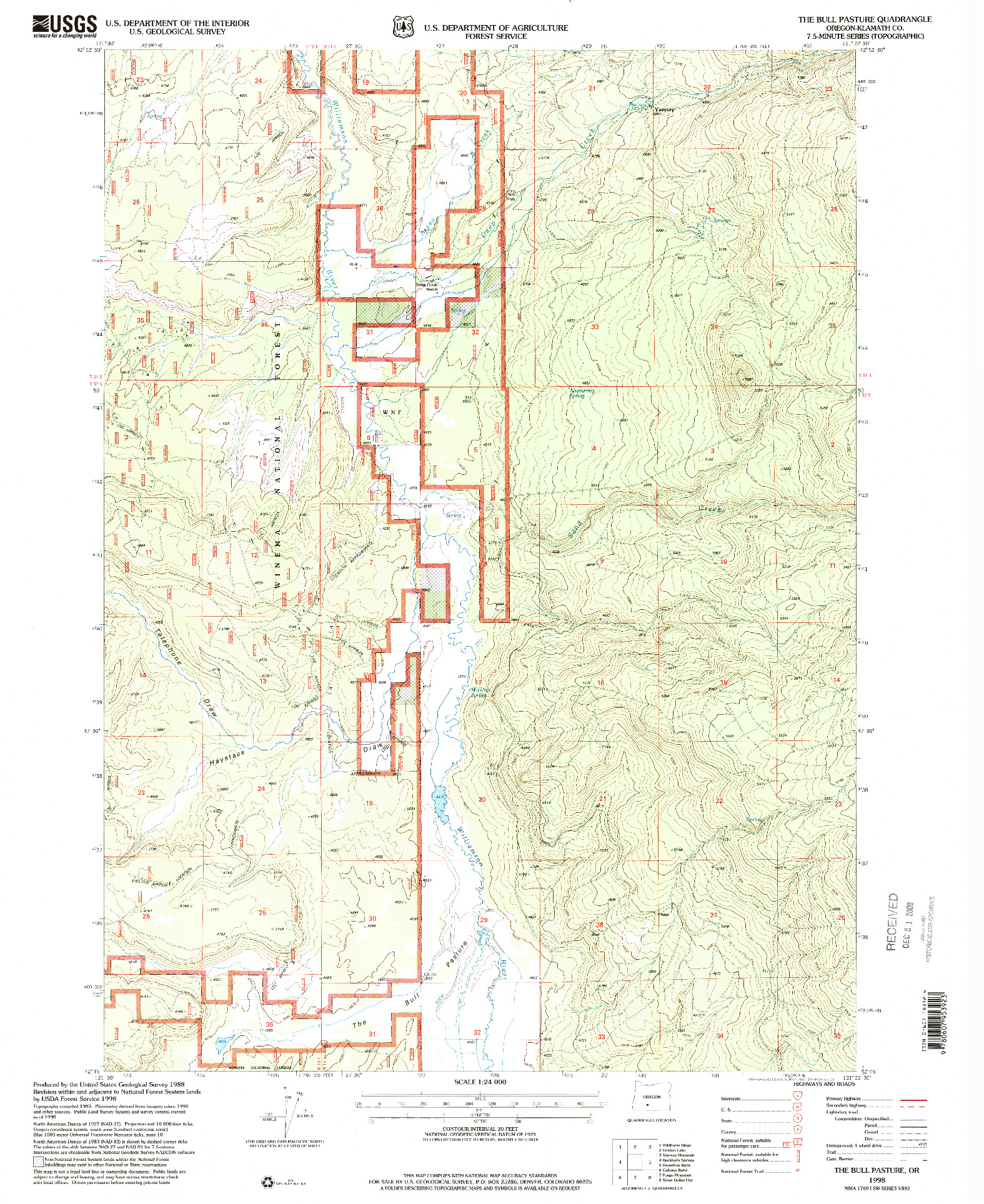 USGS 1:24000-SCALE QUADRANGLE FOR THE BULL PASTURE, OR 1998