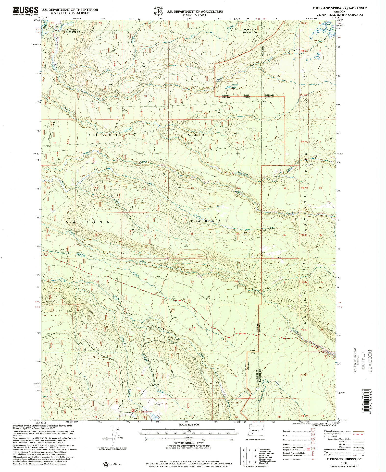 USGS 1:24000-SCALE QUADRANGLE FOR THOUSAND SPRINGS, OR 1997