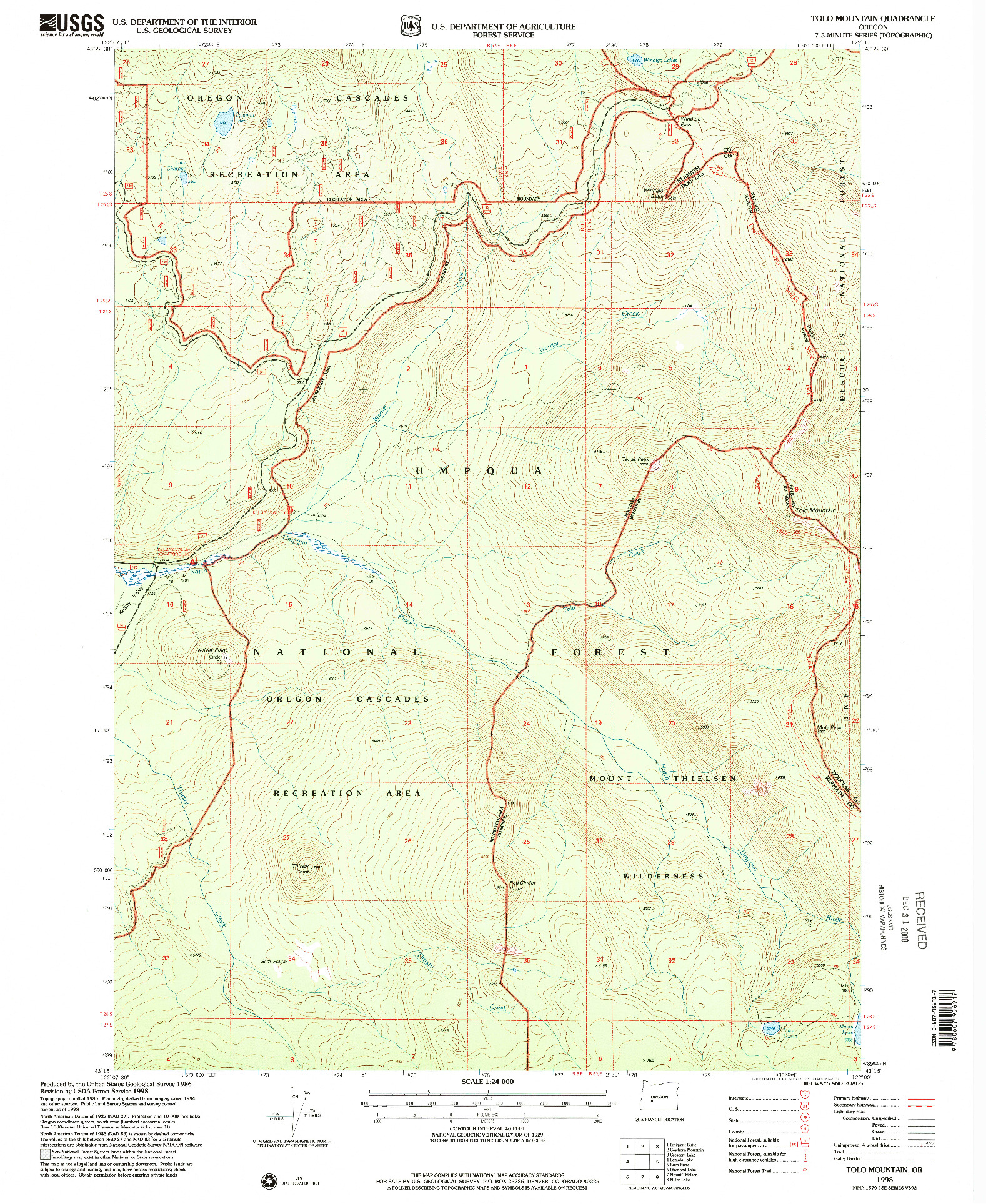 USGS 1:24000-SCALE QUADRANGLE FOR TOLO MOUNTAIN, OR 1998