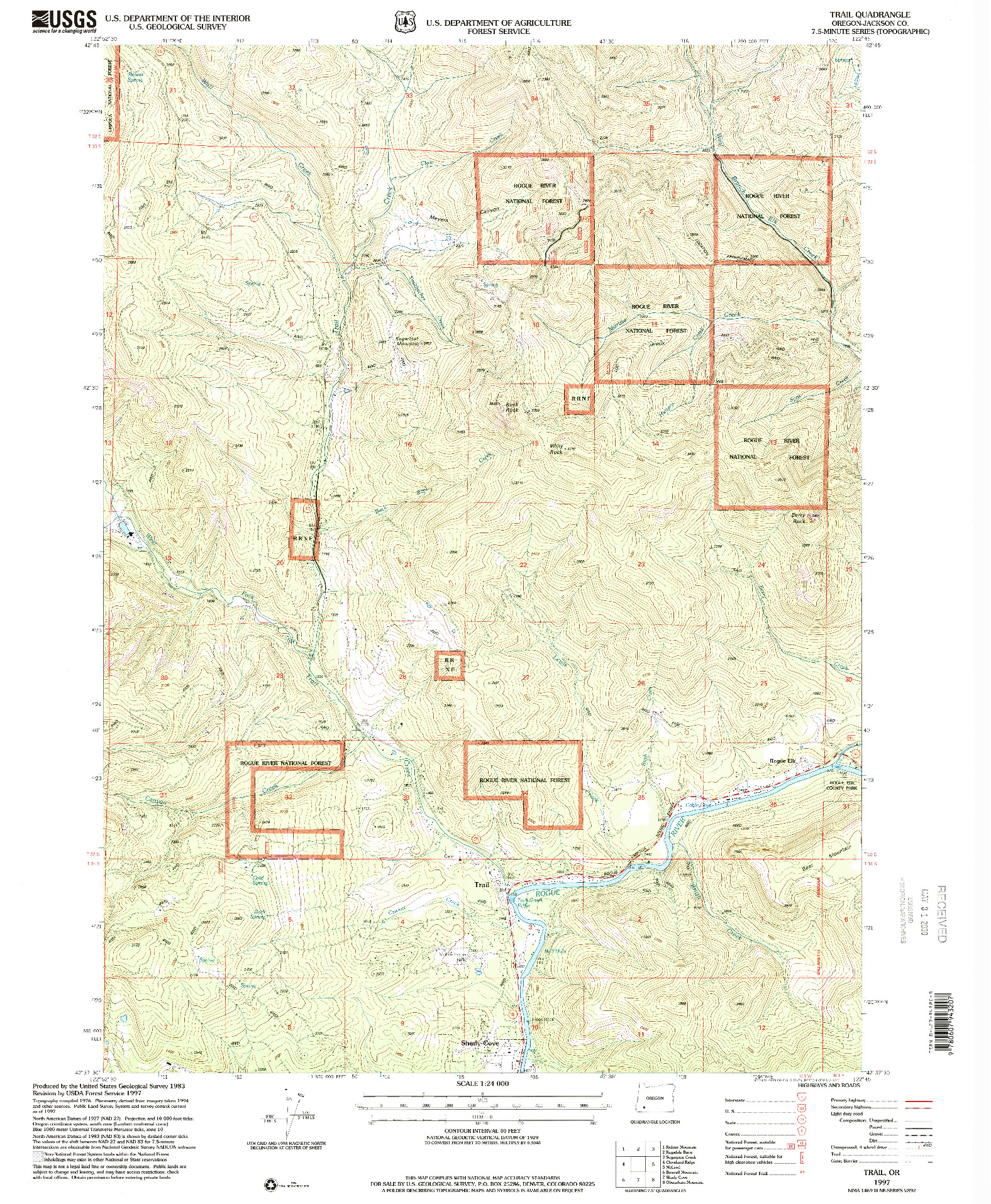 USGS 1:24000-SCALE QUADRANGLE FOR TRAIL, OR 1997