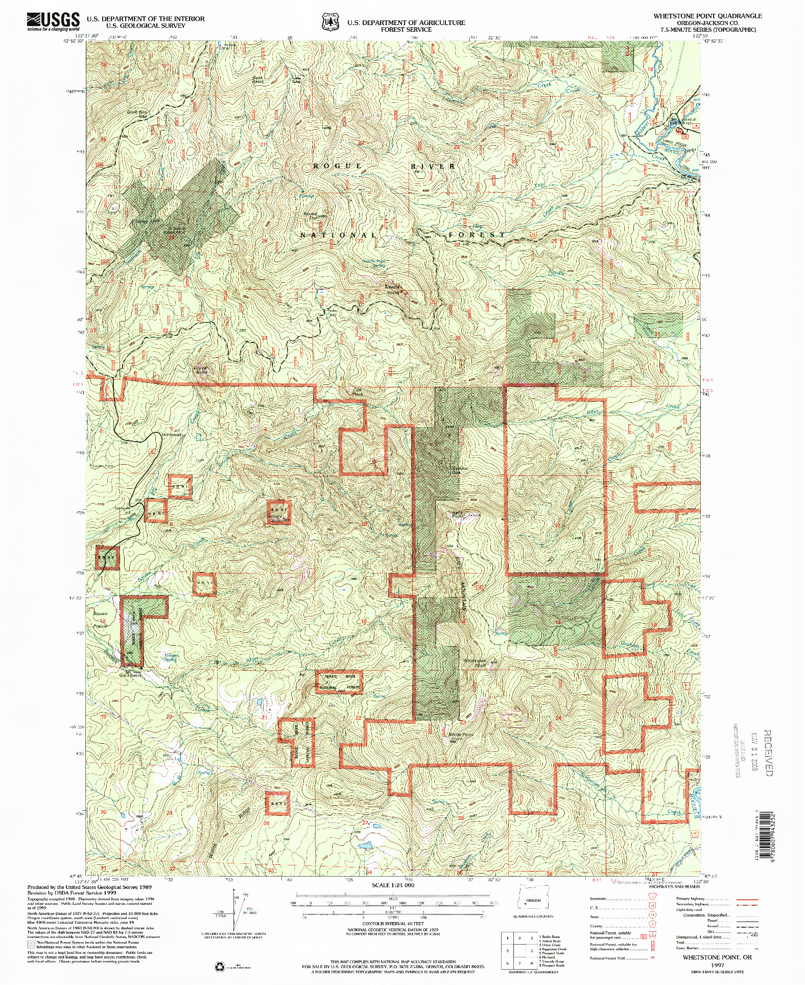 USGS 1:24000-SCALE QUADRANGLE FOR WHETSTONE POINT, OR 1997