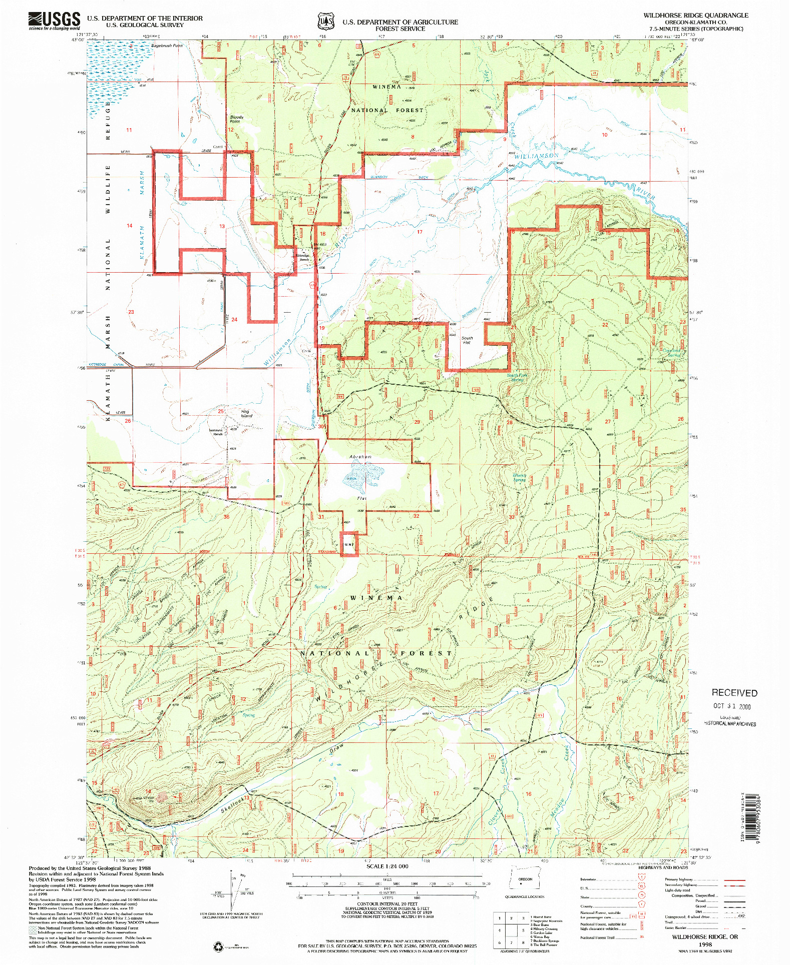 USGS 1:24000-SCALE QUADRANGLE FOR WILDHORSE RIDGE, OR 1998