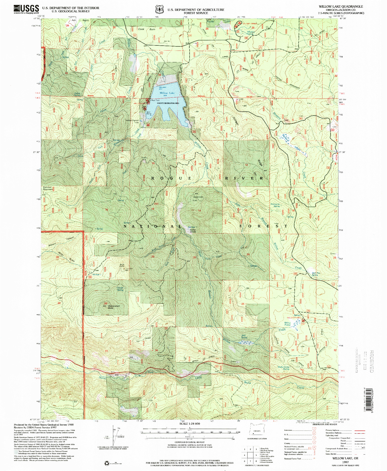 USGS 1:24000-SCALE QUADRANGLE FOR WILLOW LAKE, OR 1997