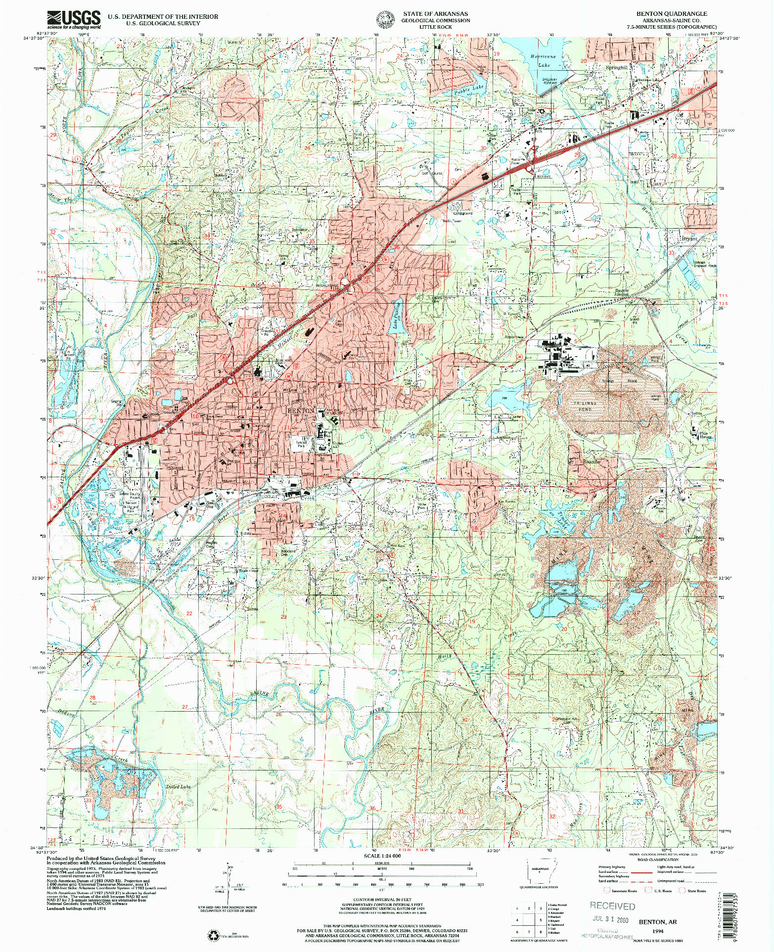 USGS 1:24000-SCALE QUADRANGLE FOR BENTON, AR 1994