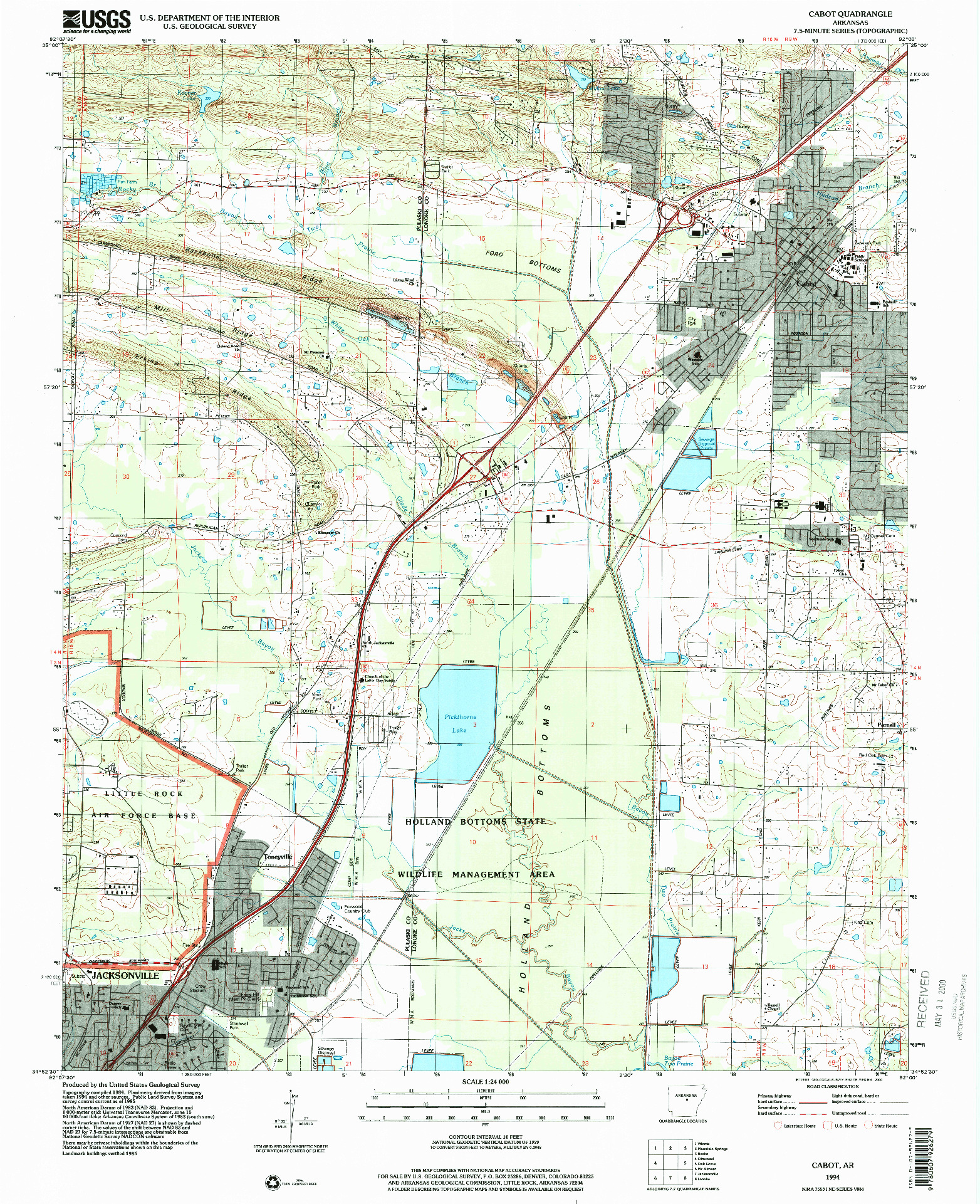 USGS 1:24000-SCALE QUADRANGLE FOR CABOT, AR 1994