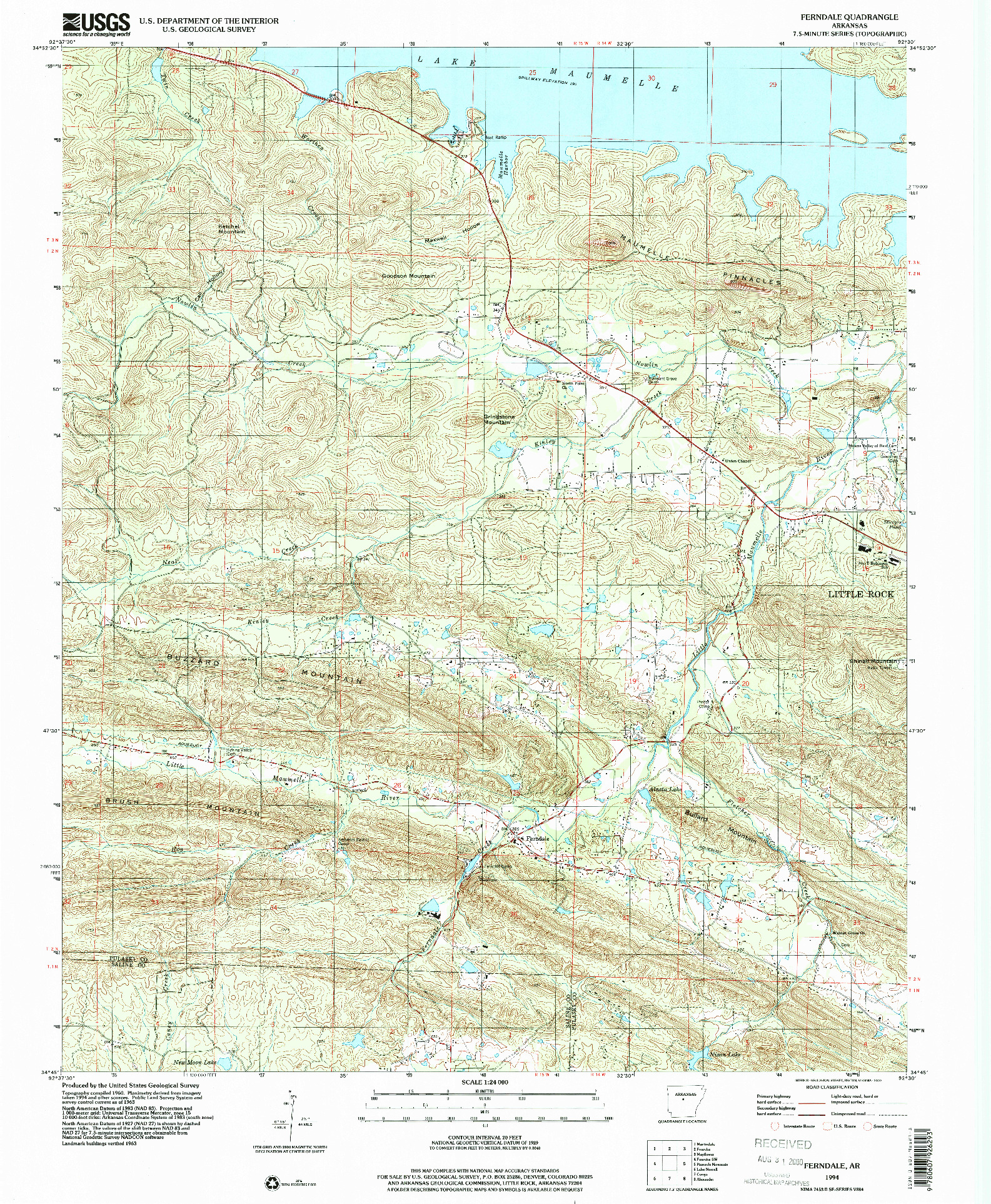 USGS 1:24000-SCALE QUADRANGLE FOR FERNDALE, AR 1994