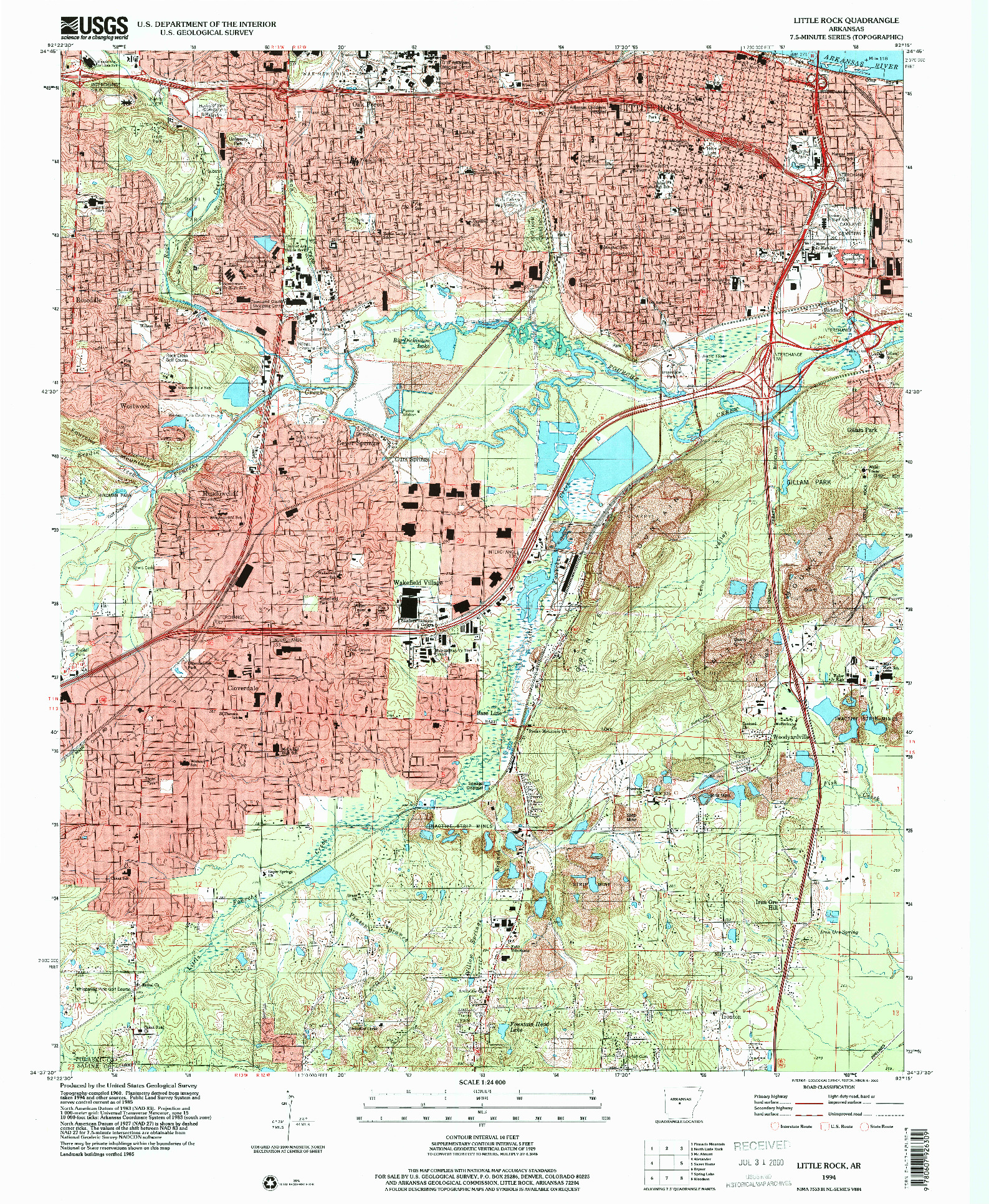 USGS 1:24000-SCALE QUADRANGLE FOR LITTLE ROCK, AR 1994