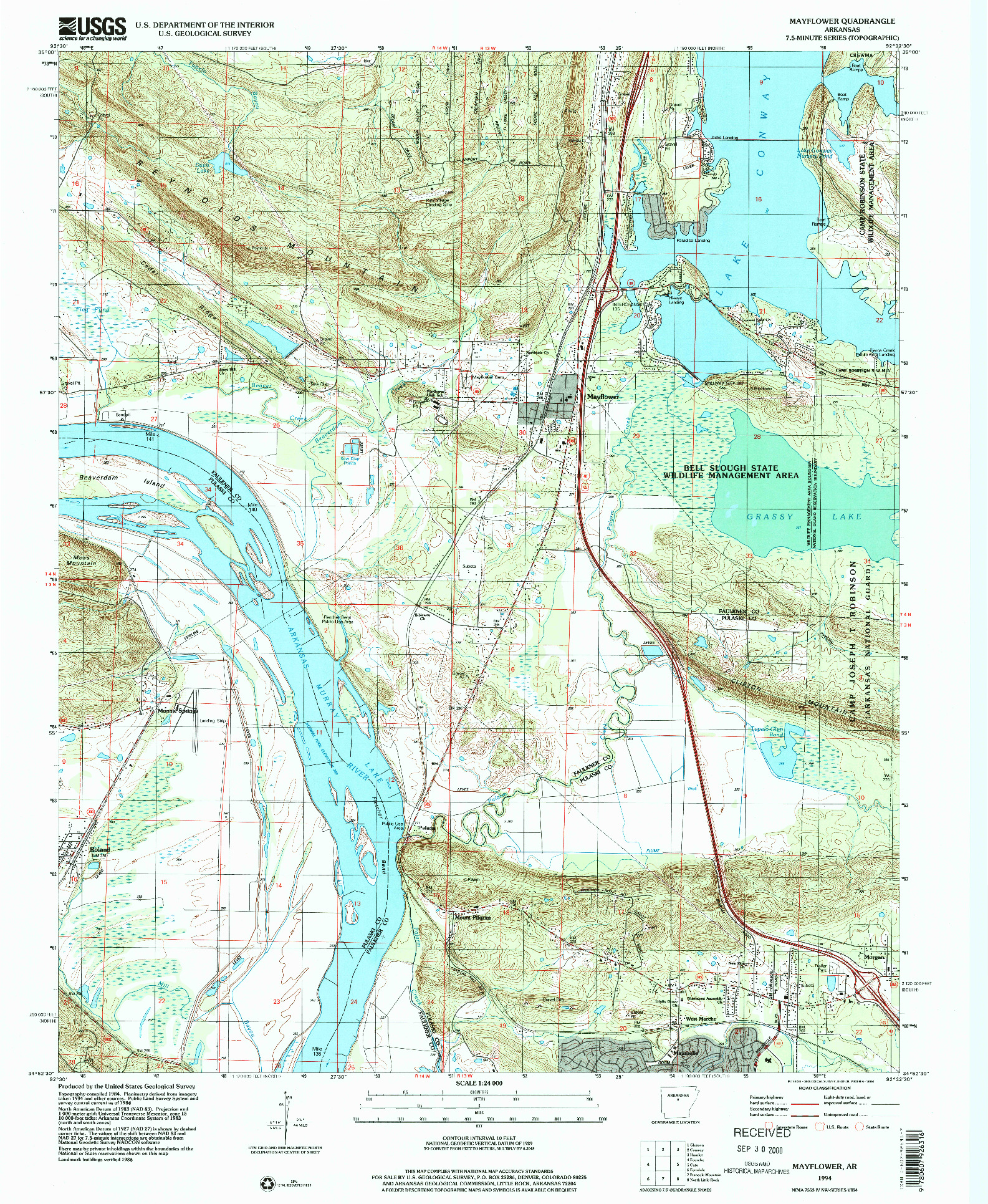 USGS 1:24000-SCALE QUADRANGLE FOR MAYFLOWER, AR 1994