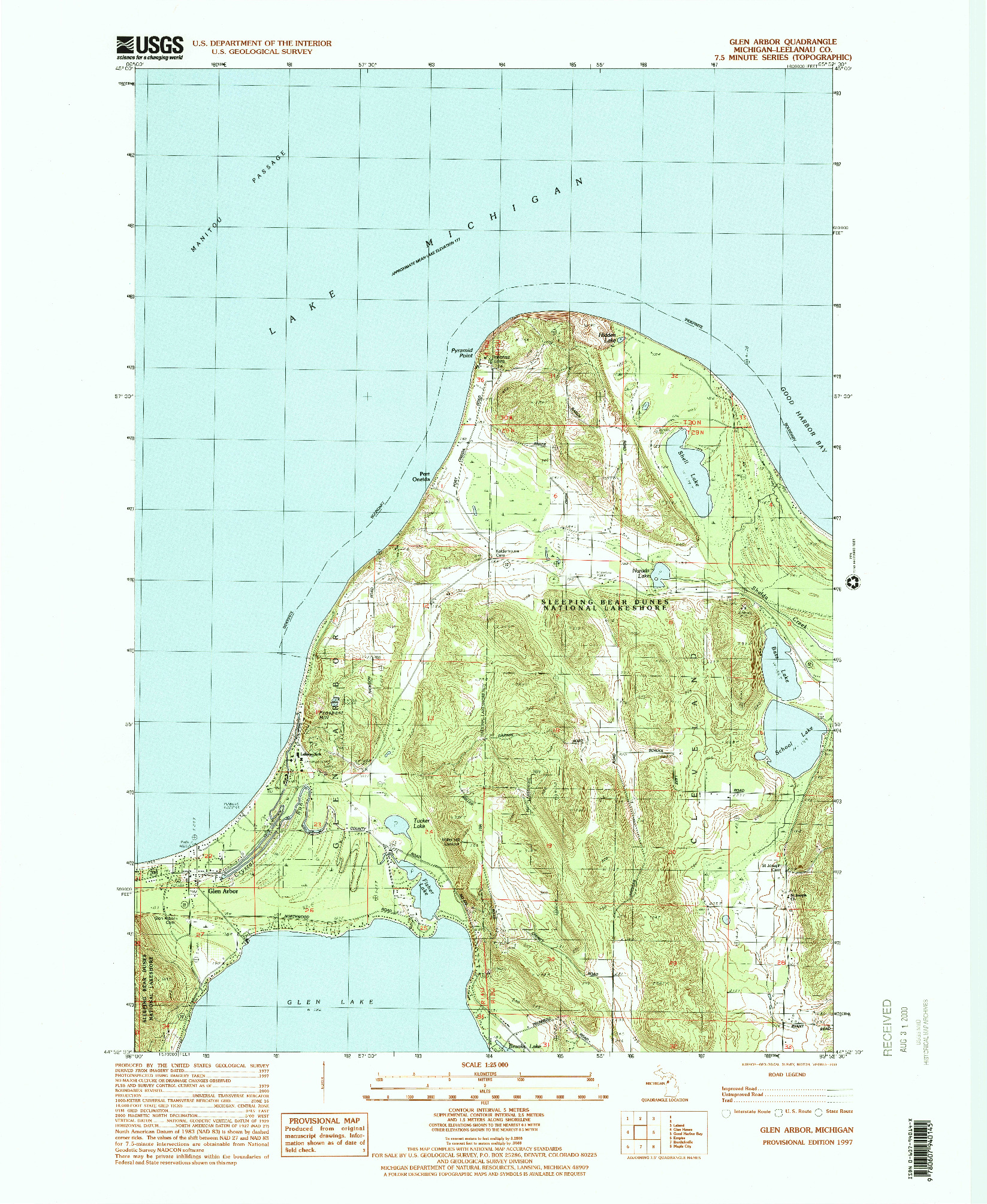 USGS 1:24000-SCALE QUADRANGLE FOR GLEN ARBOR, MI 1997