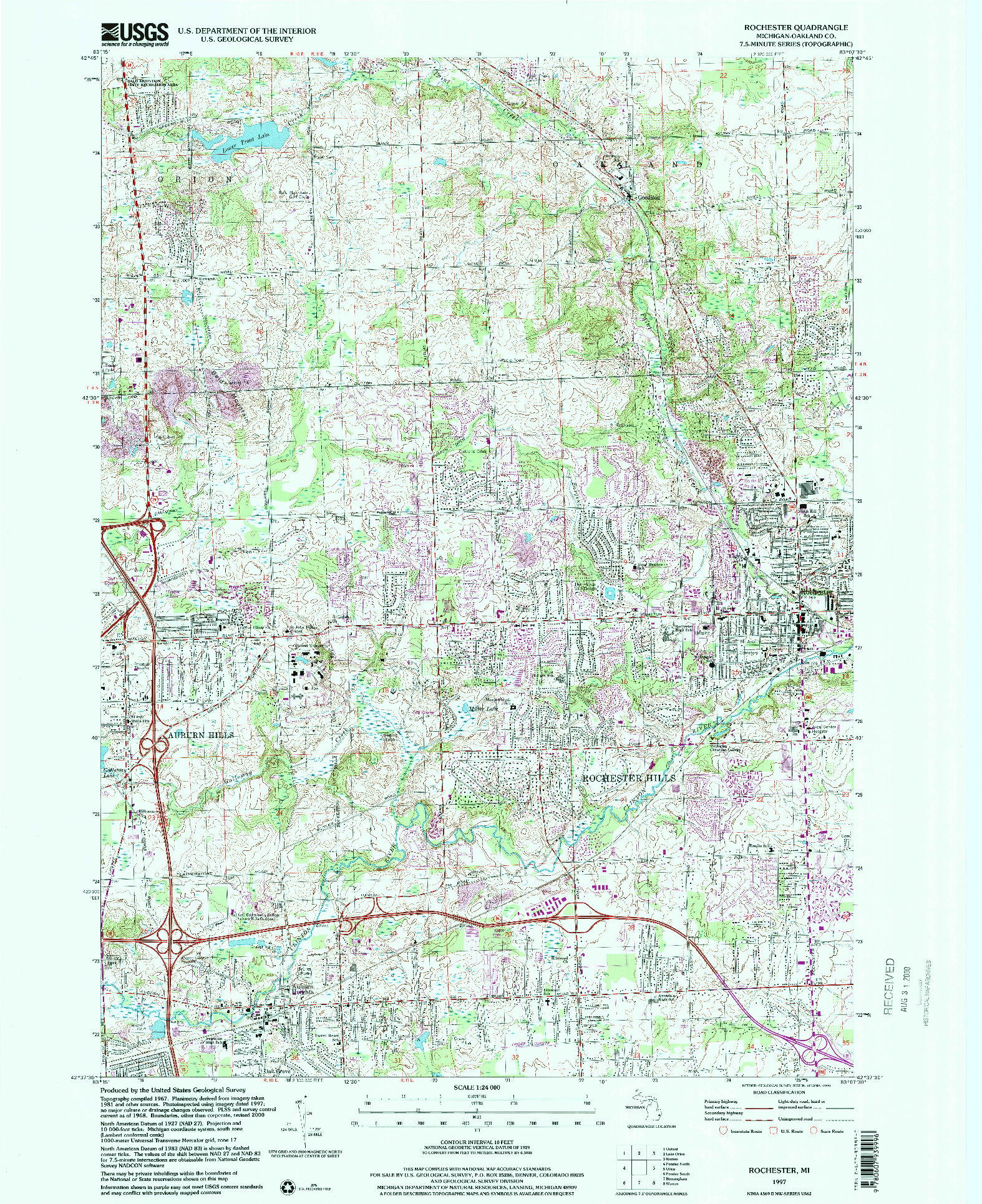 USGS 1:24000-SCALE QUADRANGLE FOR ROCHESTER, MI 1997