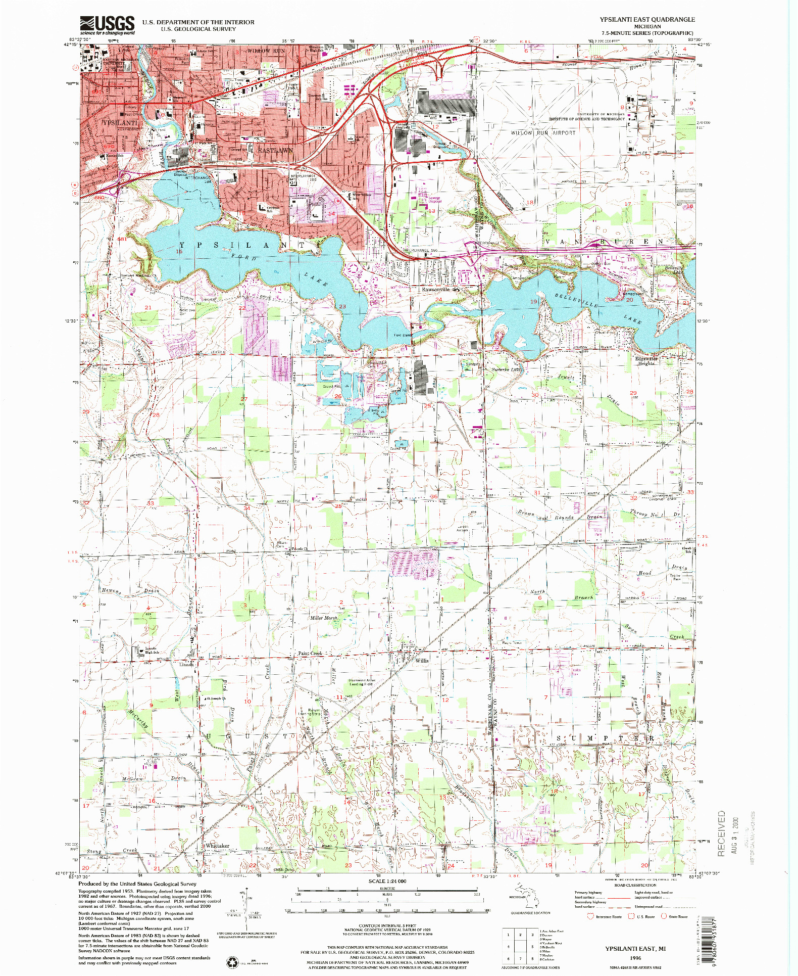 USGS 1:24000-SCALE QUADRANGLE FOR YPSILANTI EAST, MI 1996