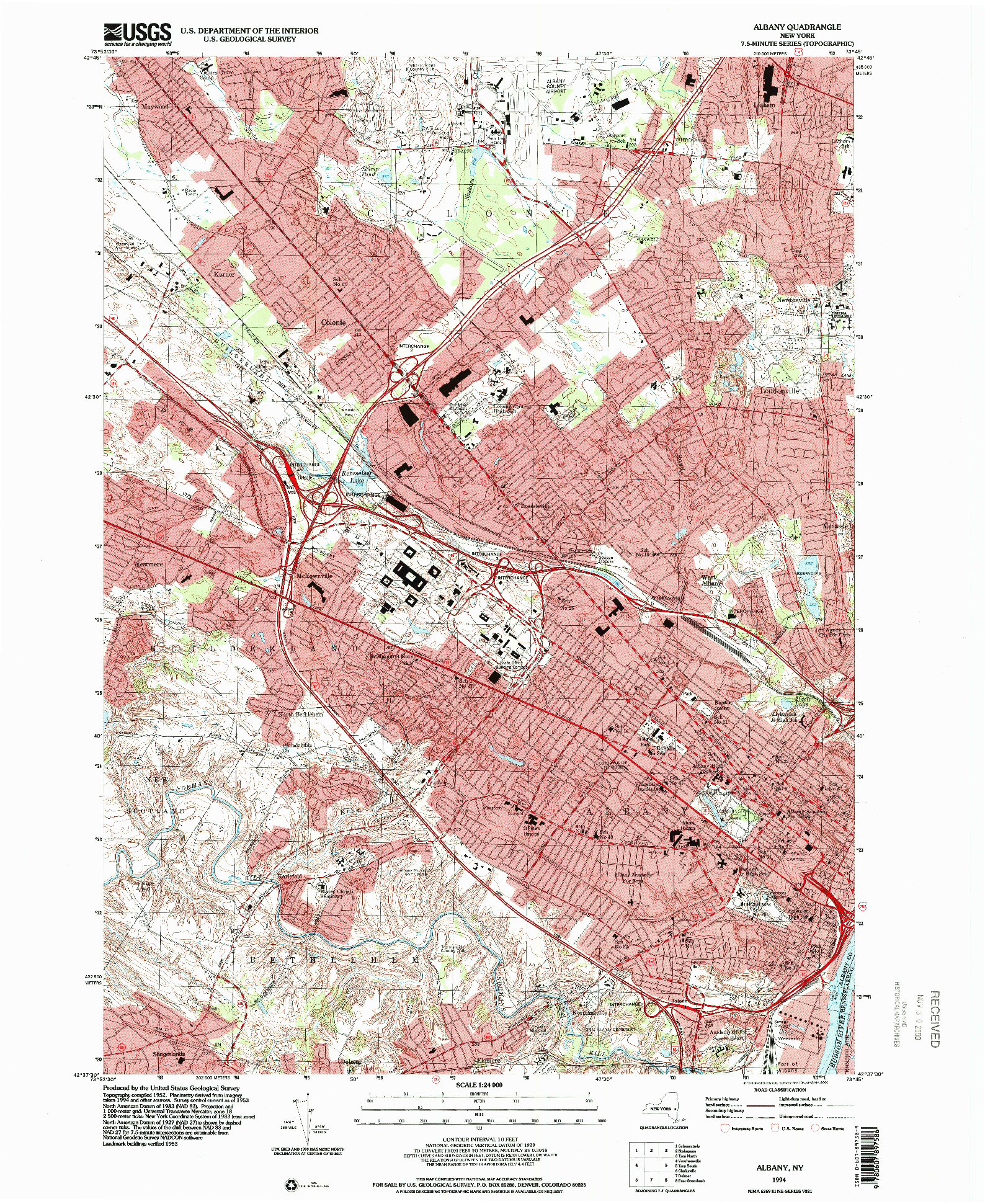 USGS 1:24000-SCALE QUADRANGLE FOR ALBANY, NY 1994