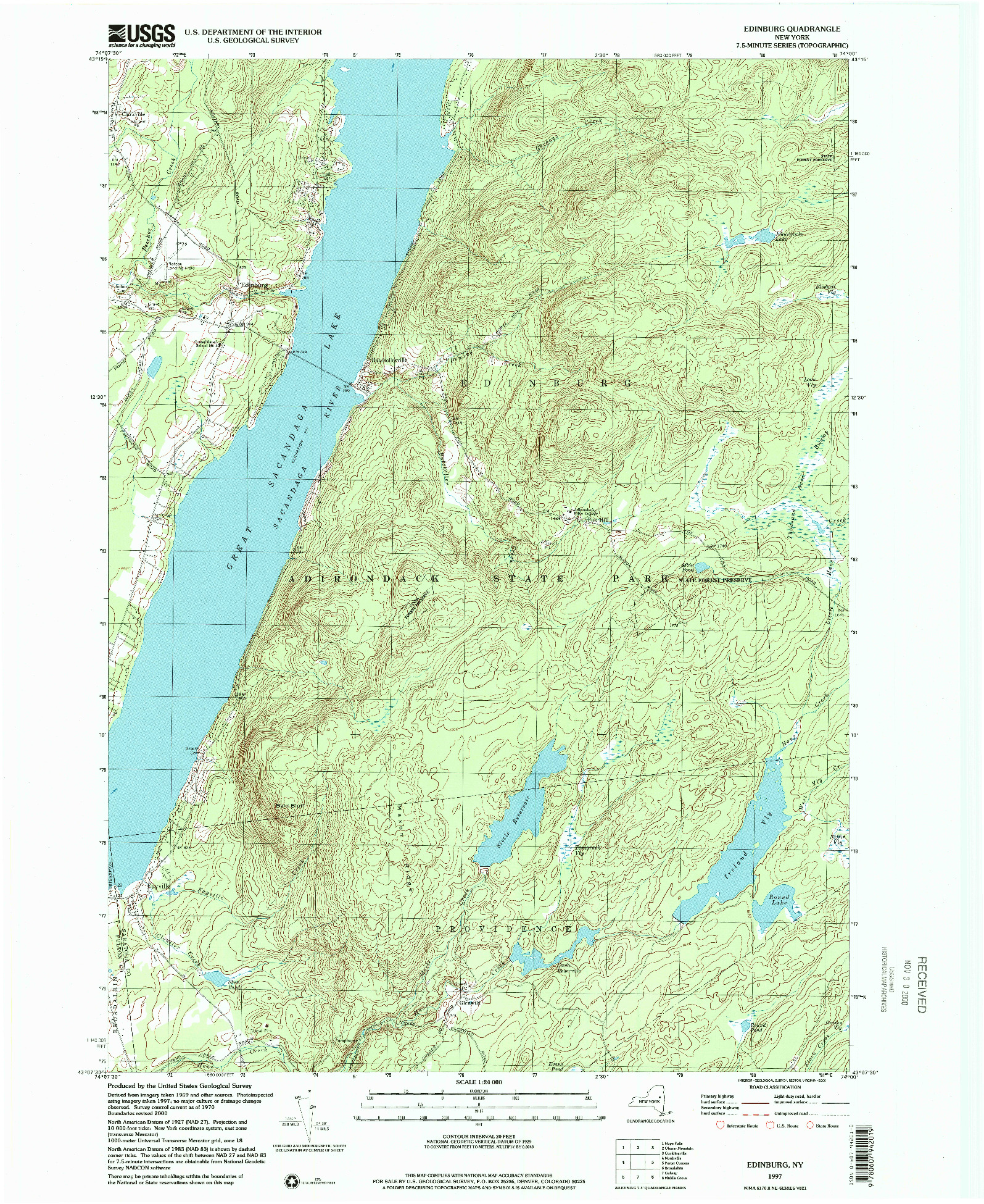 USGS 1:24000-SCALE QUADRANGLE FOR EDINBURG, NY 1997