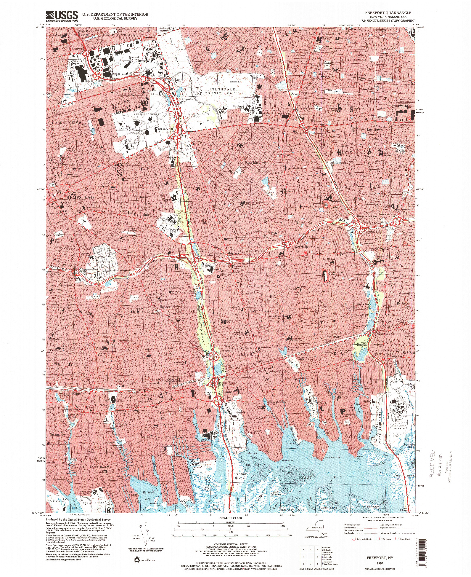 USGS 1:24000-SCALE QUADRANGLE FOR FREEPORT, NY 1994