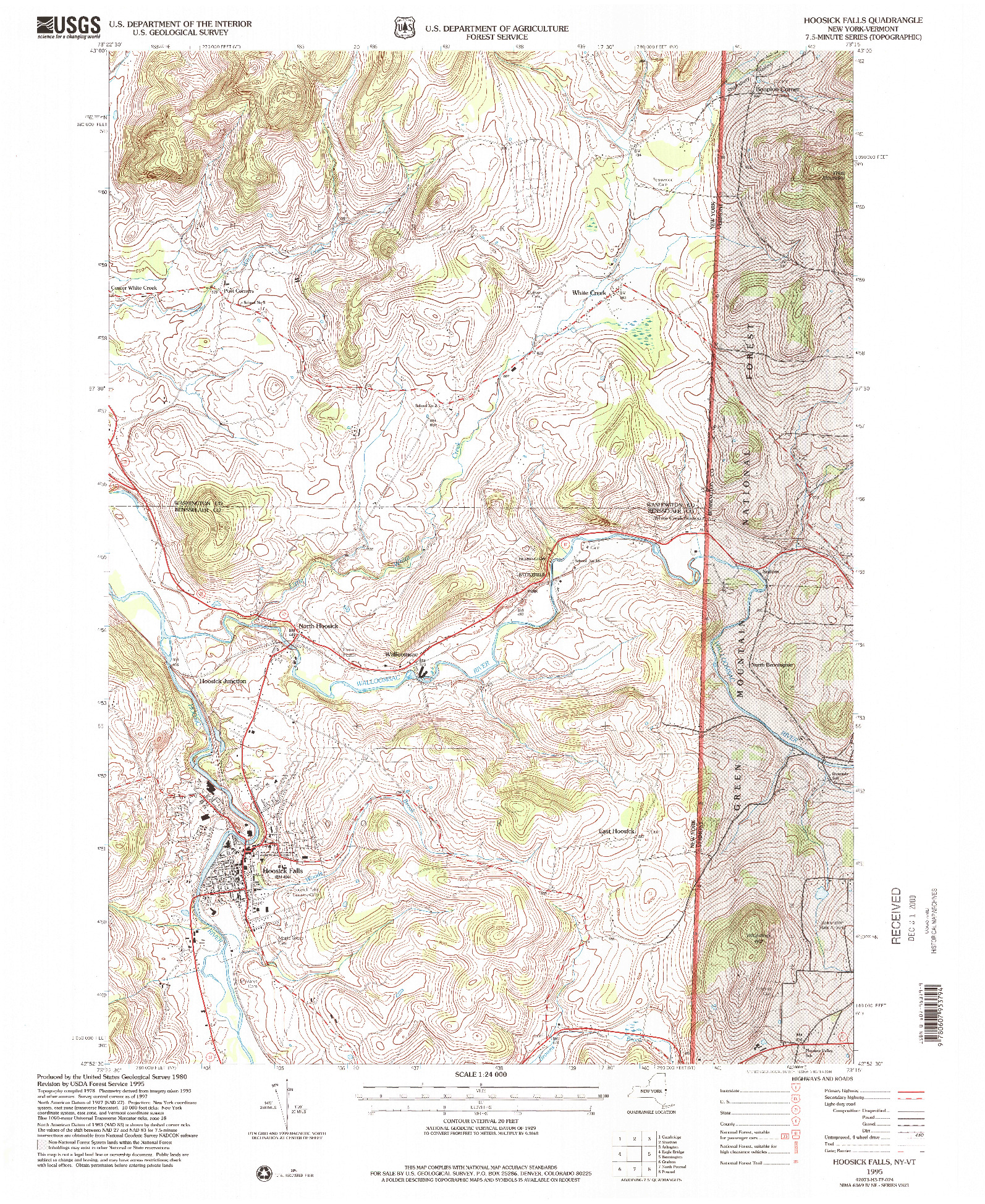 USGS 1:24000-SCALE QUADRANGLE FOR HOOSICK FALLS, NY 1995