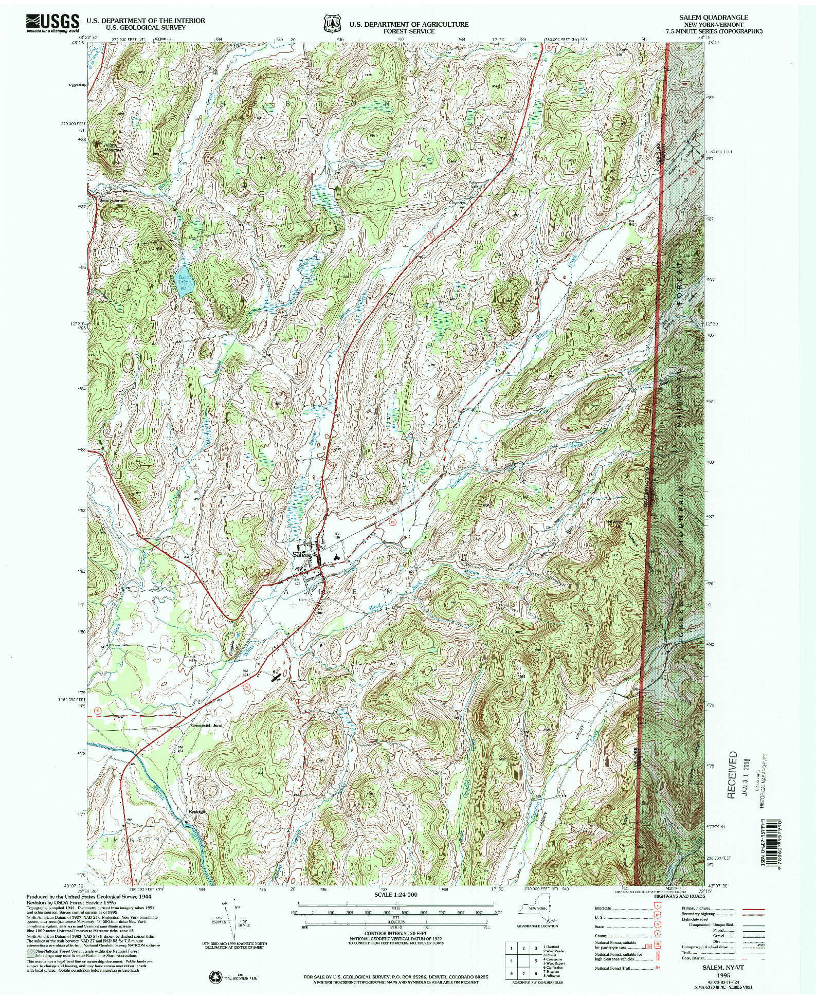 USGS 1:24000-SCALE QUADRANGLE FOR SALEM, NY 1995