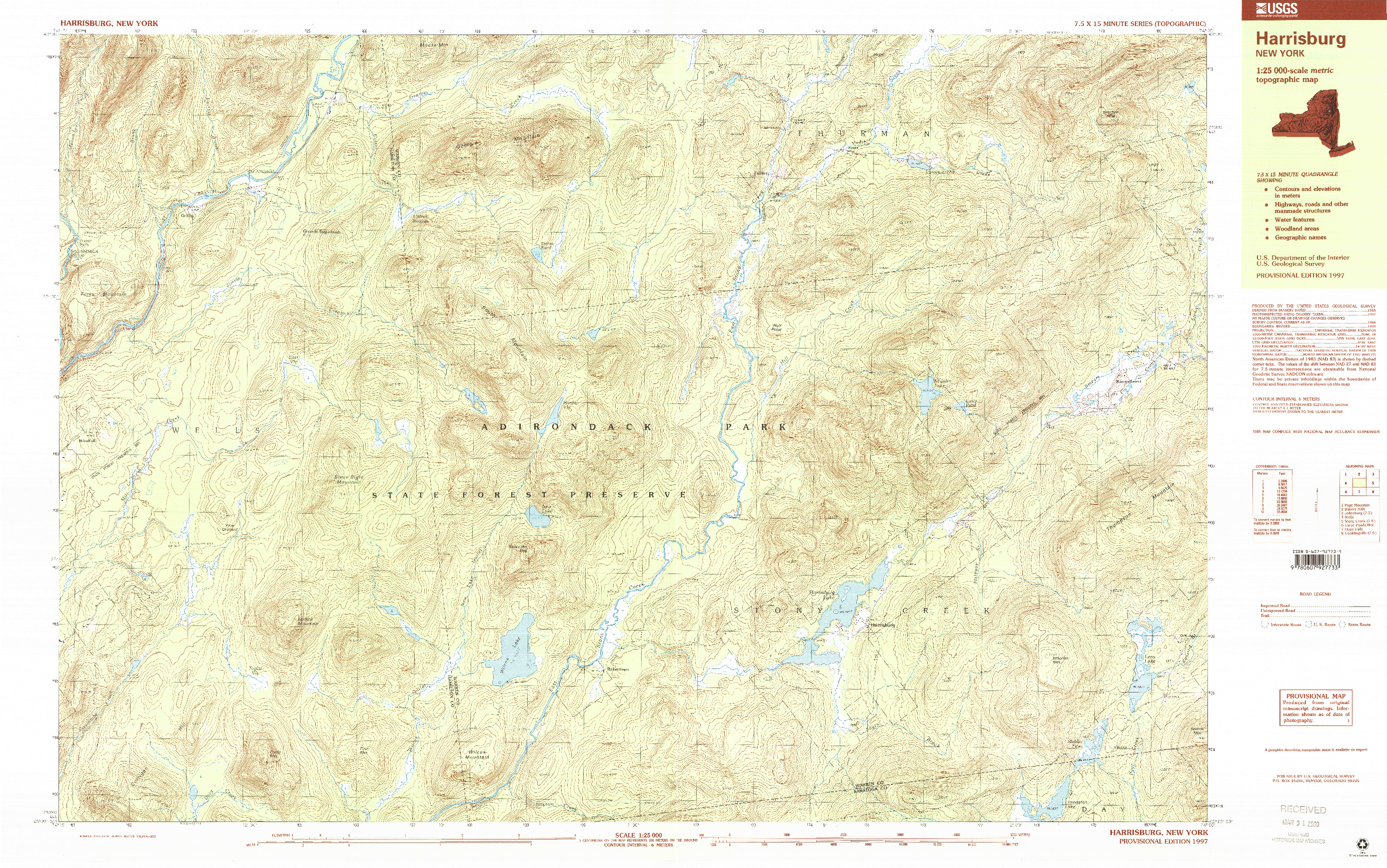USGS 1:25000-SCALE QUADRANGLE FOR HARRISBURG, NY 1997