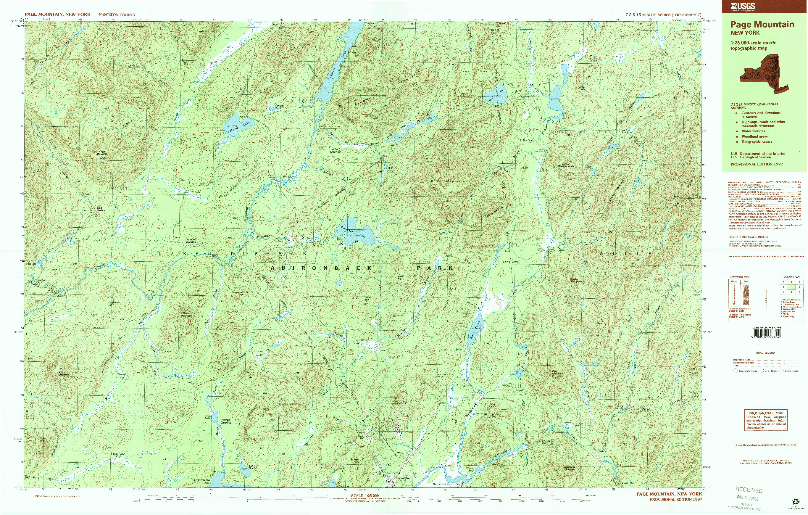 USGS 1:25000-SCALE QUADRANGLE FOR PAGE MOUNTAIN, NY 1997