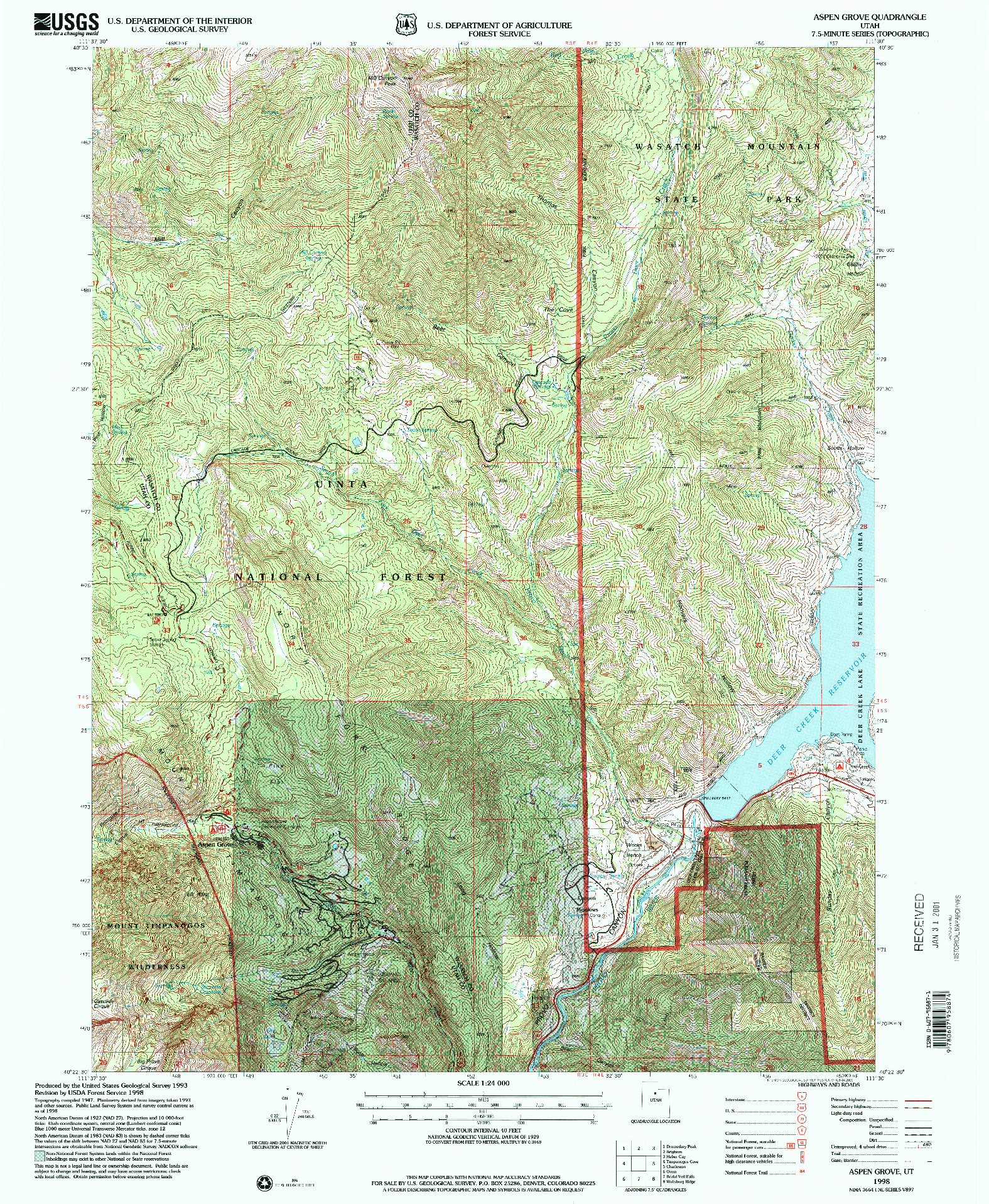 USGS 1:24000-SCALE QUADRANGLE FOR ASPEN GROVE, UT 1998