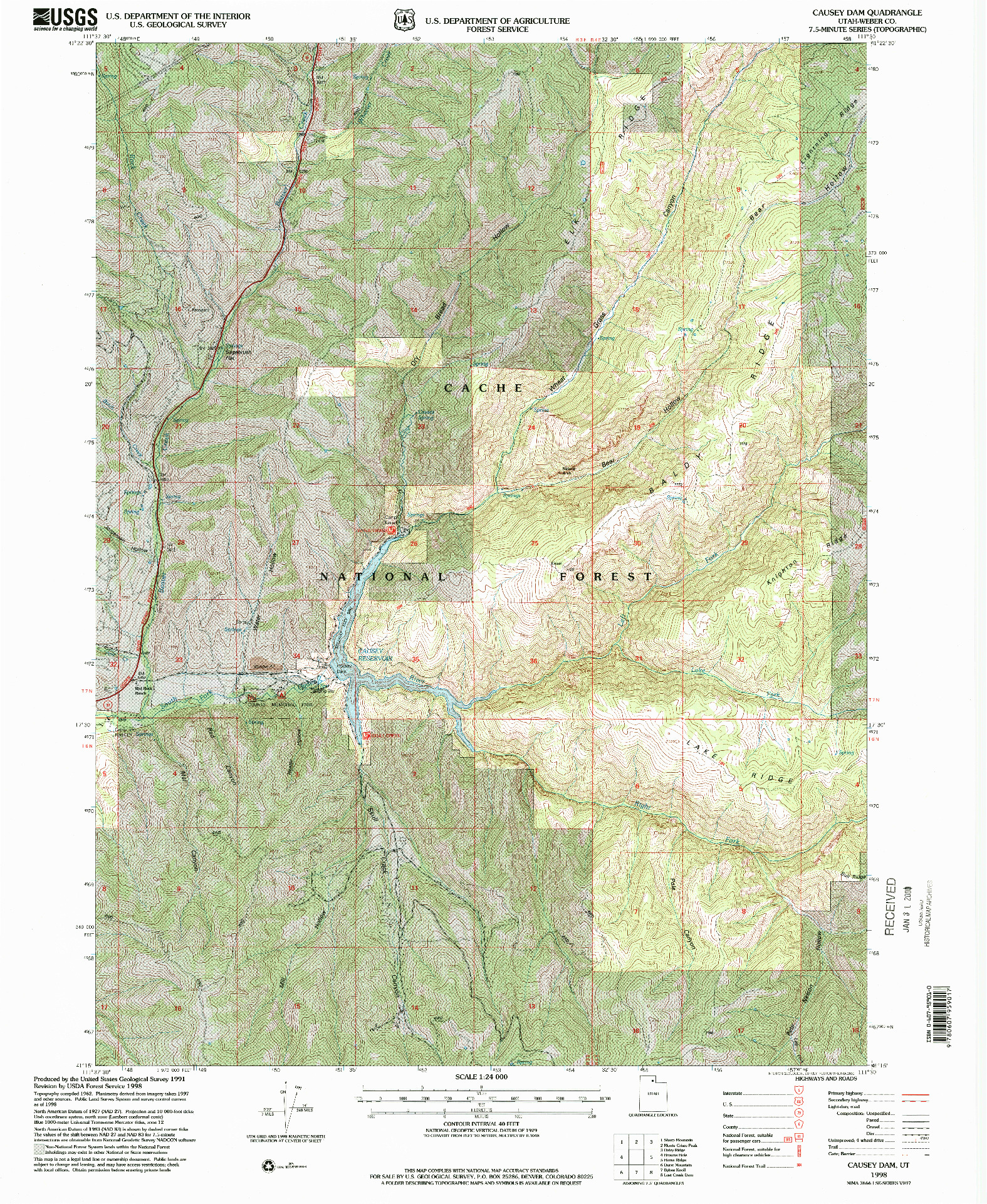 USGS 1:24000-SCALE QUADRANGLE FOR CAUSEY DAM, UT 1998