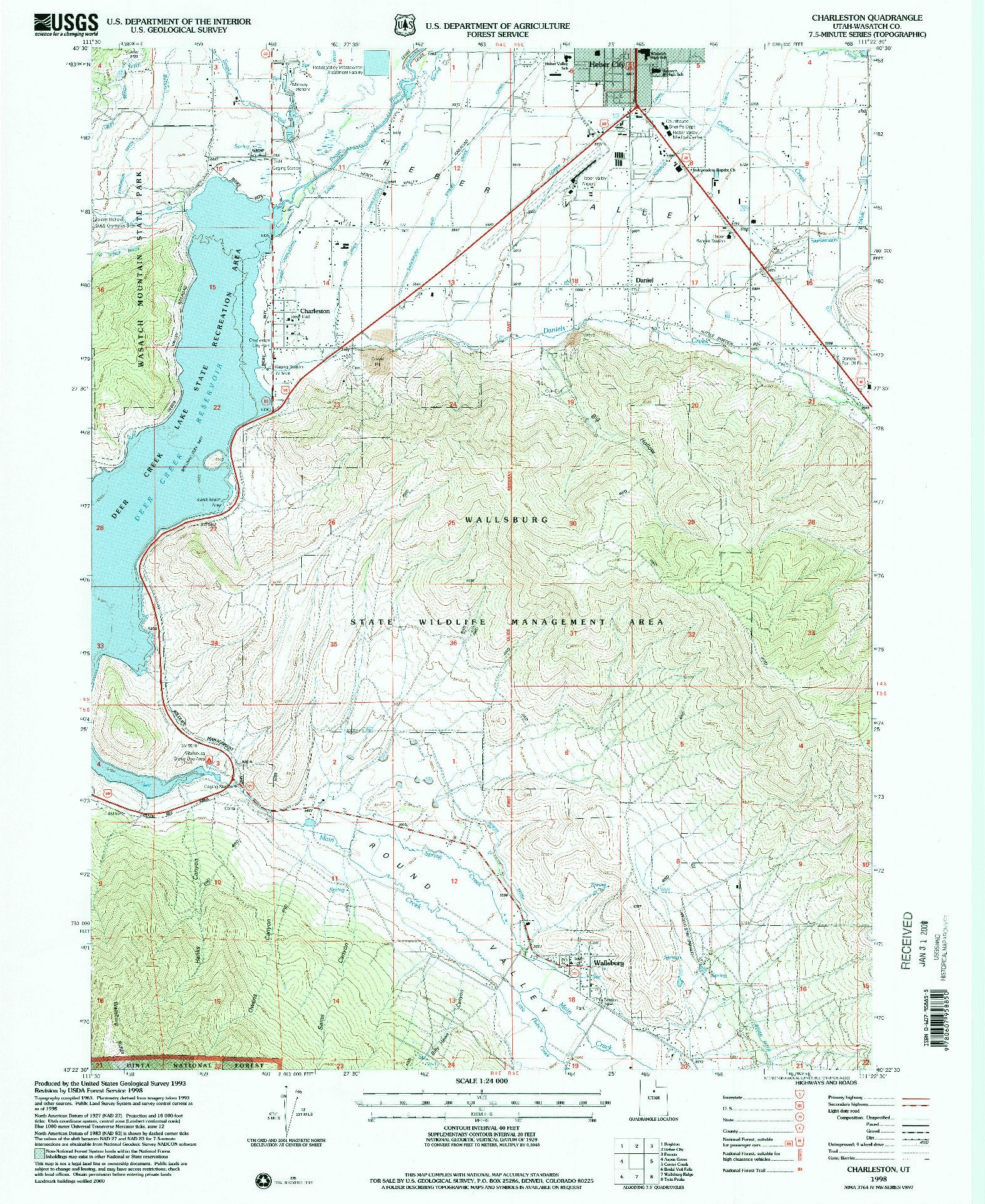 USGS 1:24000-SCALE QUADRANGLE FOR CHARLESTON, UT 1998