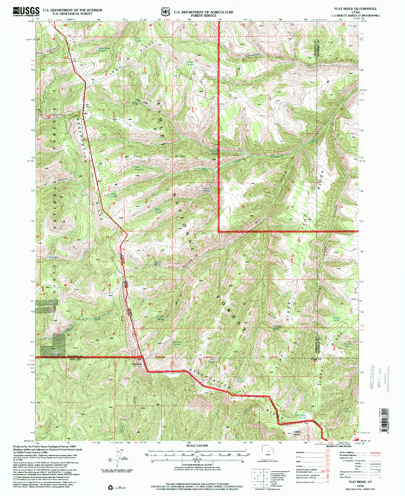 USGS 1:24000-SCALE QUADRANGLE FOR FLAT RIDGE, UT 1996