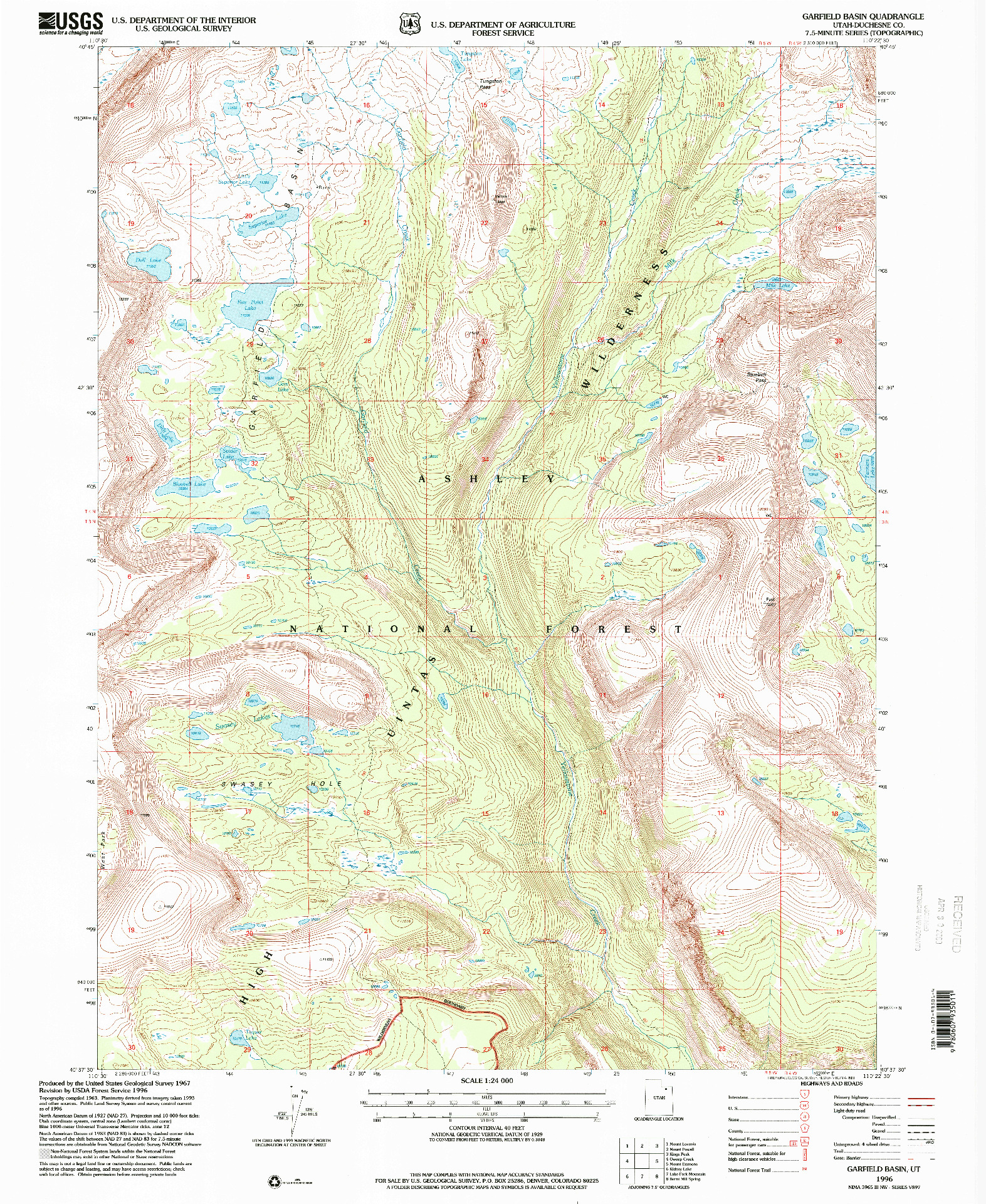 USGS 1:24000-SCALE QUADRANGLE FOR GARFIELD BASIN, UT 1996