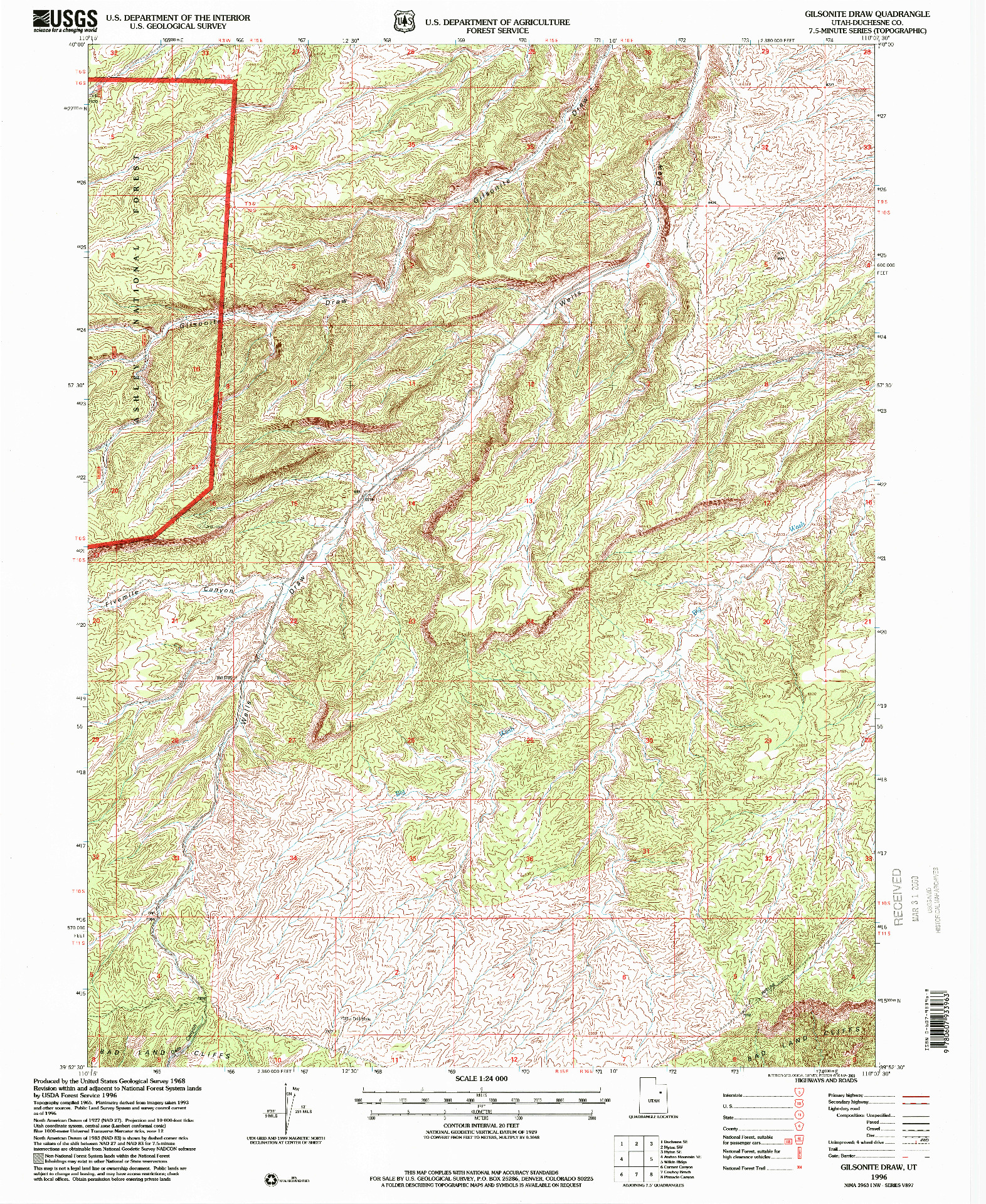 USGS 1:24000-SCALE QUADRANGLE FOR GILSONITE DRAW, UT 1996