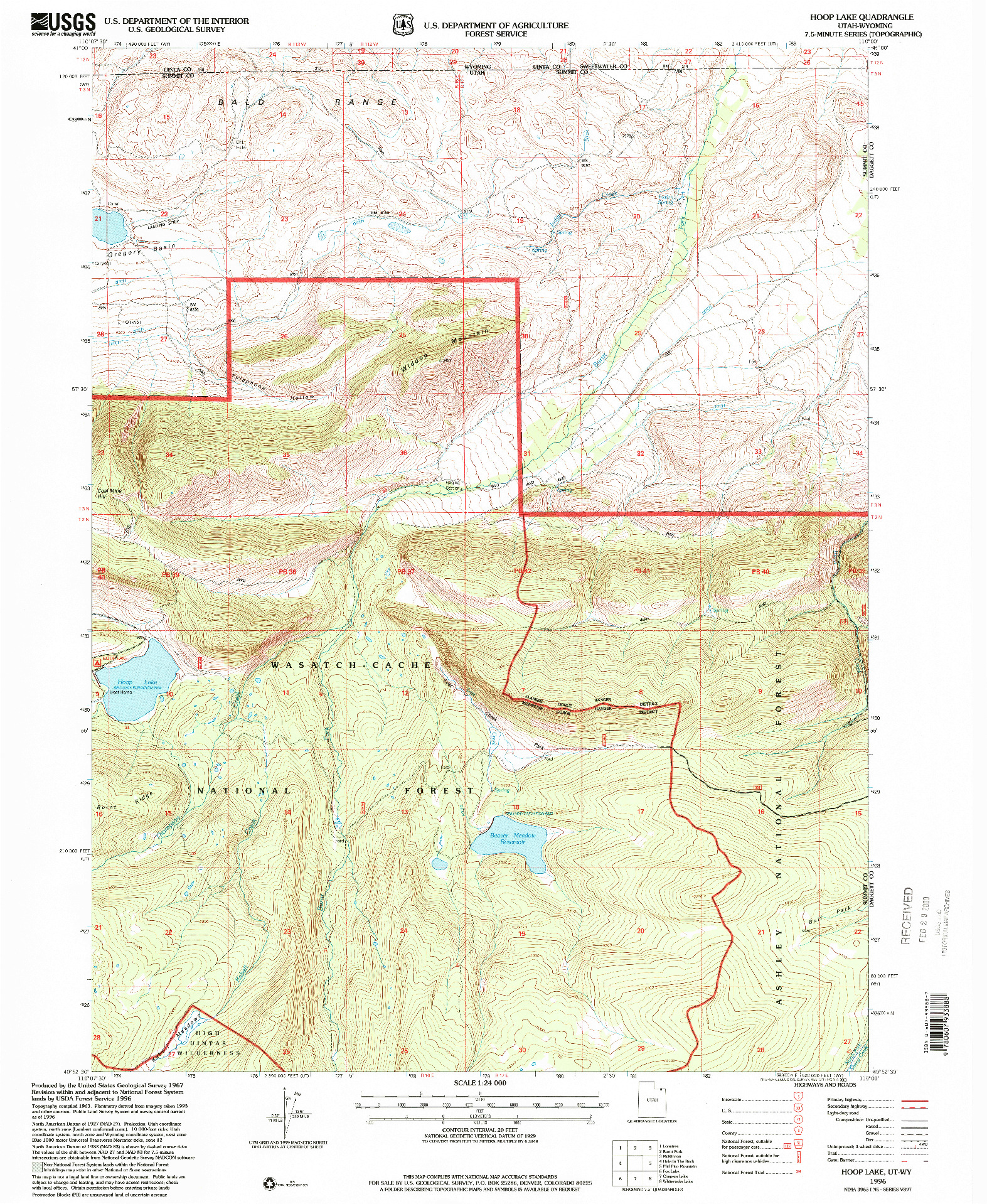 USGS 1:24000-SCALE QUADRANGLE FOR HOOP LAKE, UT 1996