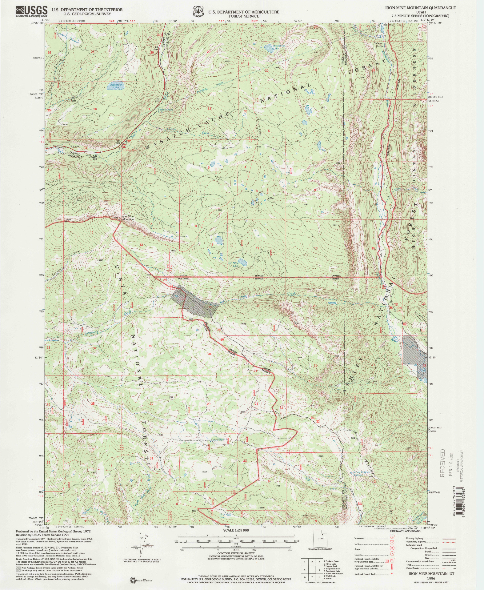 USGS 1:24000-SCALE QUADRANGLE FOR IRON MINE MOUNTAIN, UT 1996
