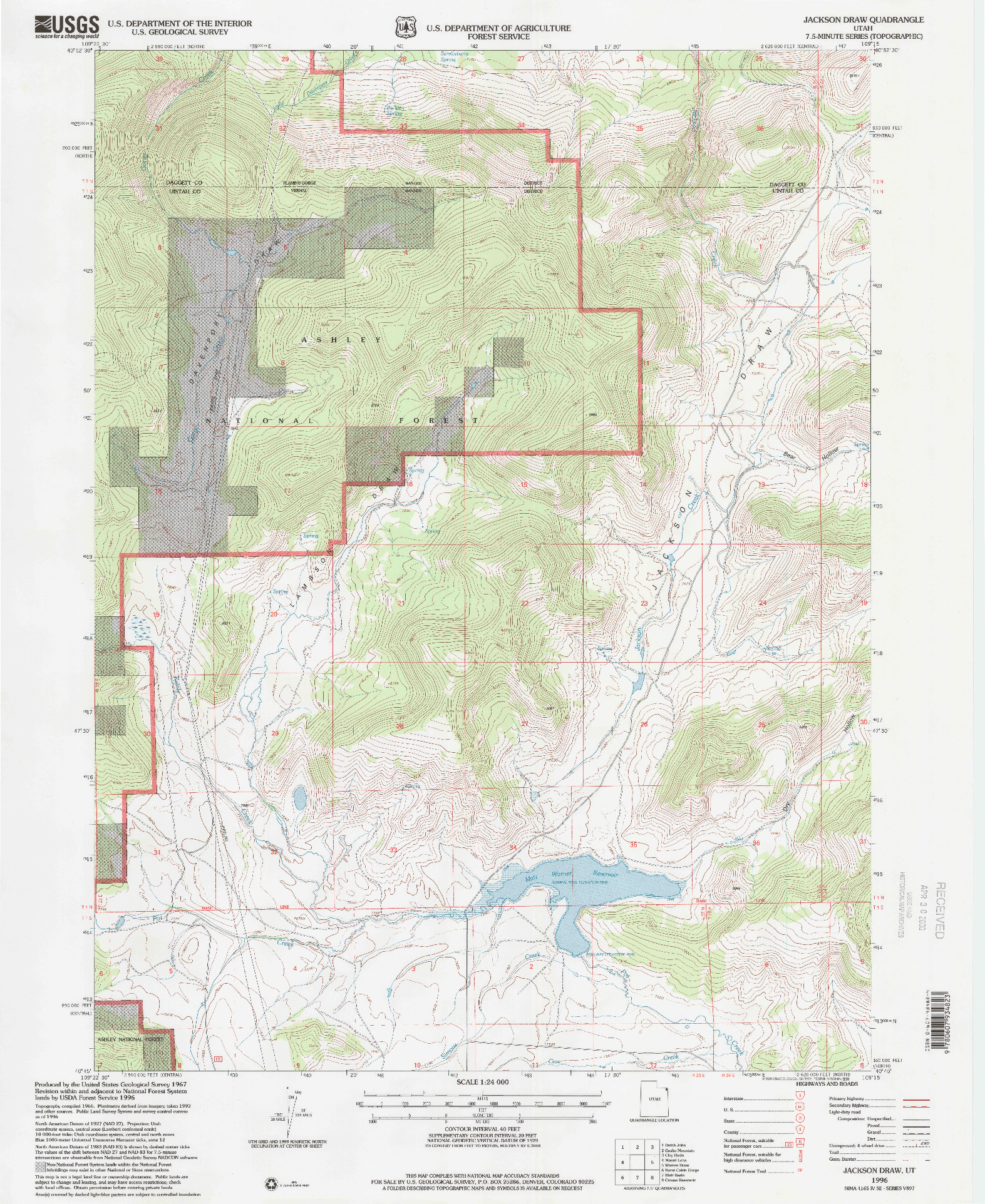 USGS 1:24000-SCALE QUADRANGLE FOR JACKSON DRAW, UT 1996