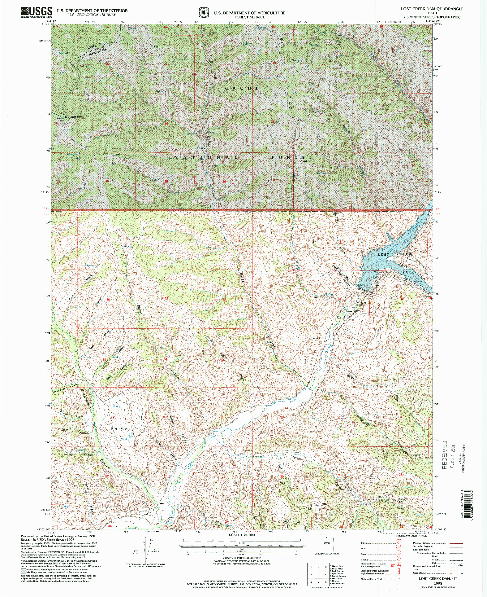 USGS 1:24000-SCALE QUADRANGLE FOR LOST CREEK DAM, UT 1998