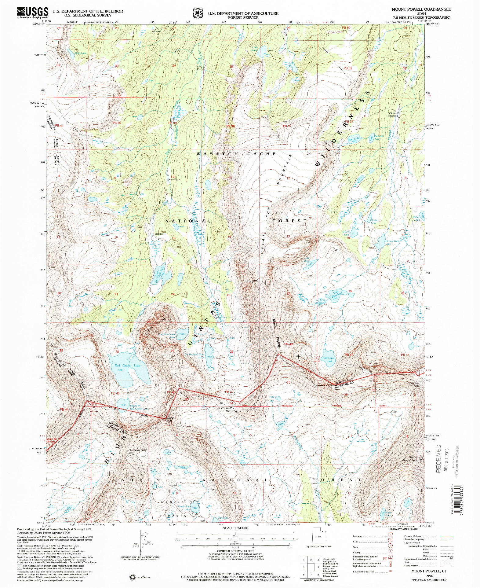 USGS 1:24000-SCALE QUADRANGLE FOR MOUNT POWELL, UT 1996