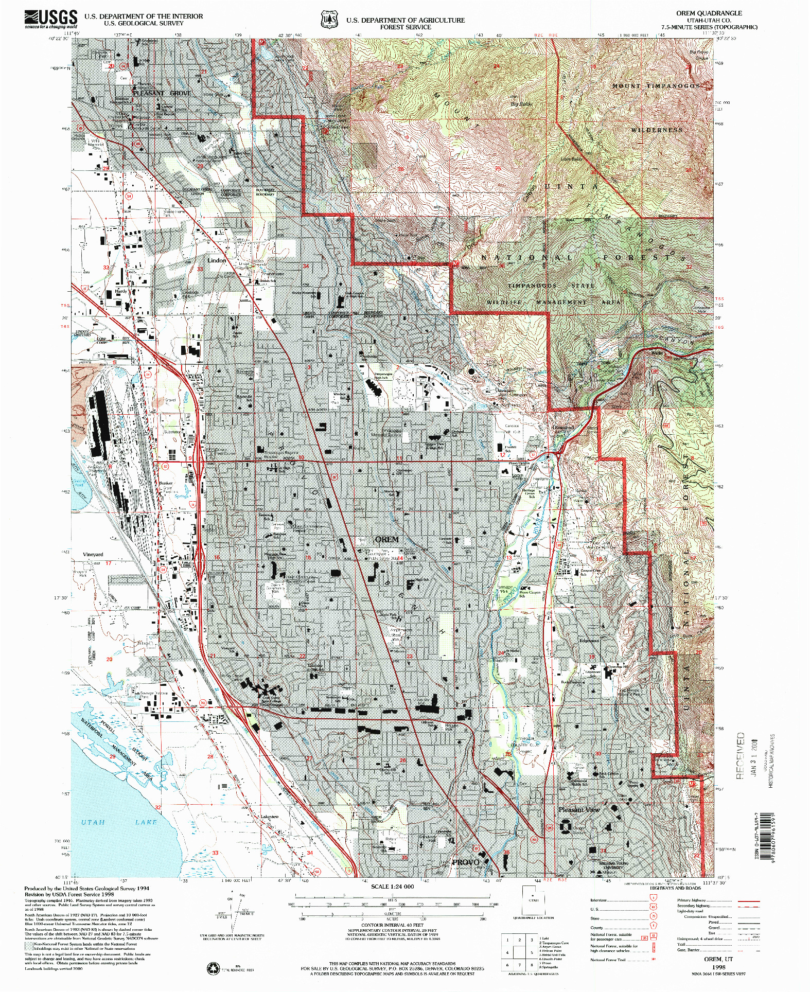 USGS 1:24000-SCALE QUADRANGLE FOR OREM, UT 1998