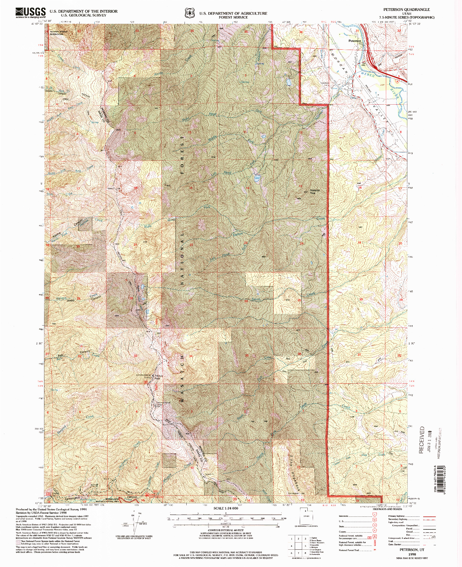 USGS 1:24000-SCALE QUADRANGLE FOR PETERSON, UT 1998