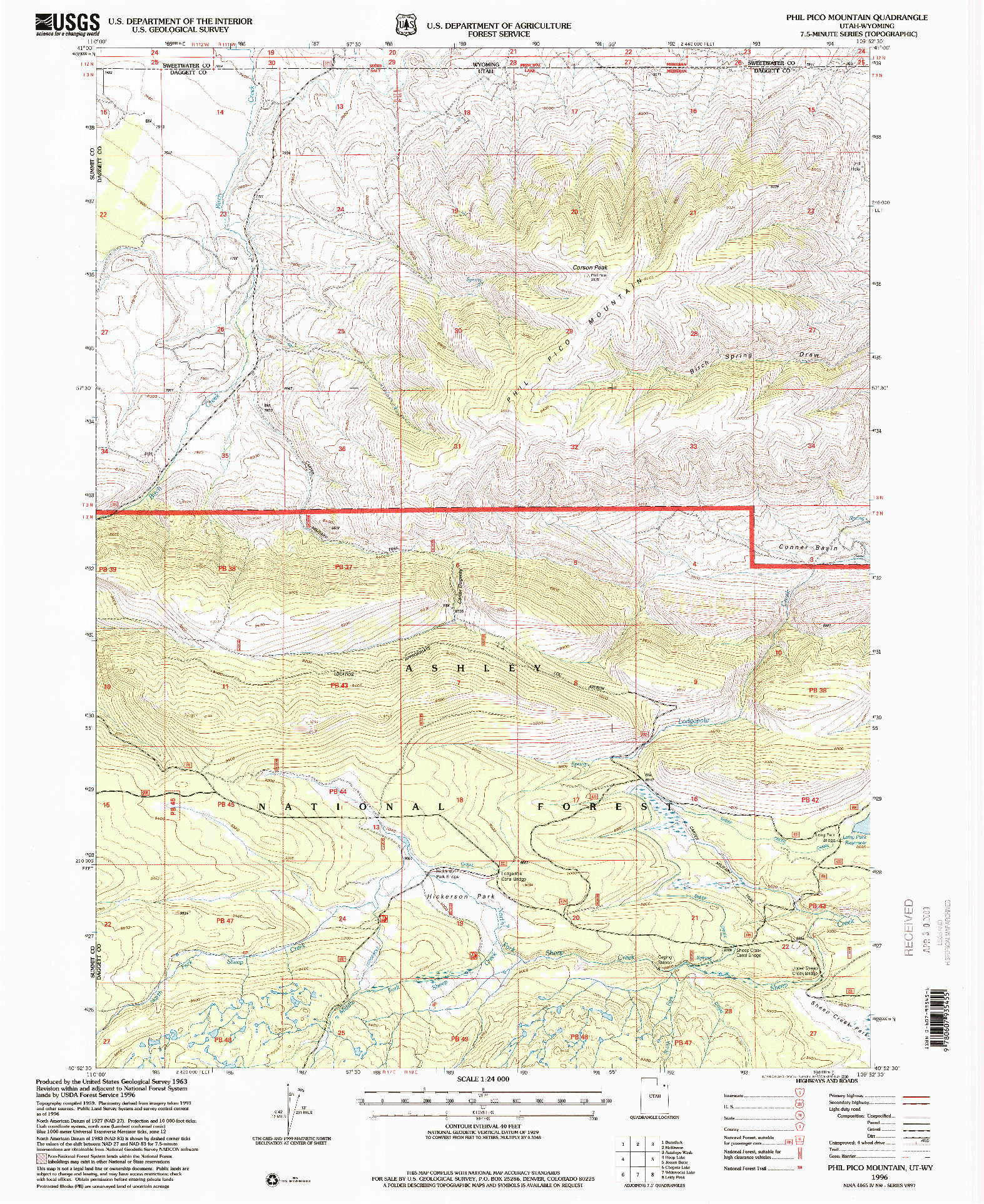 USGS 1:24000-SCALE QUADRANGLE FOR PHIL PICO MOUNTAIN, UT 1996